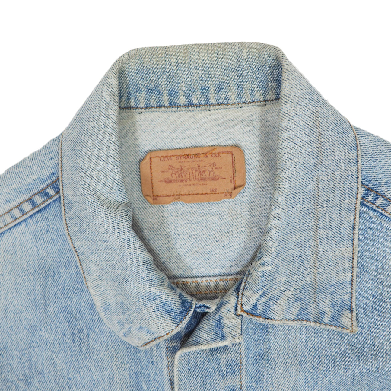 Vintage Levi's 501 denim trucker jacket with patches