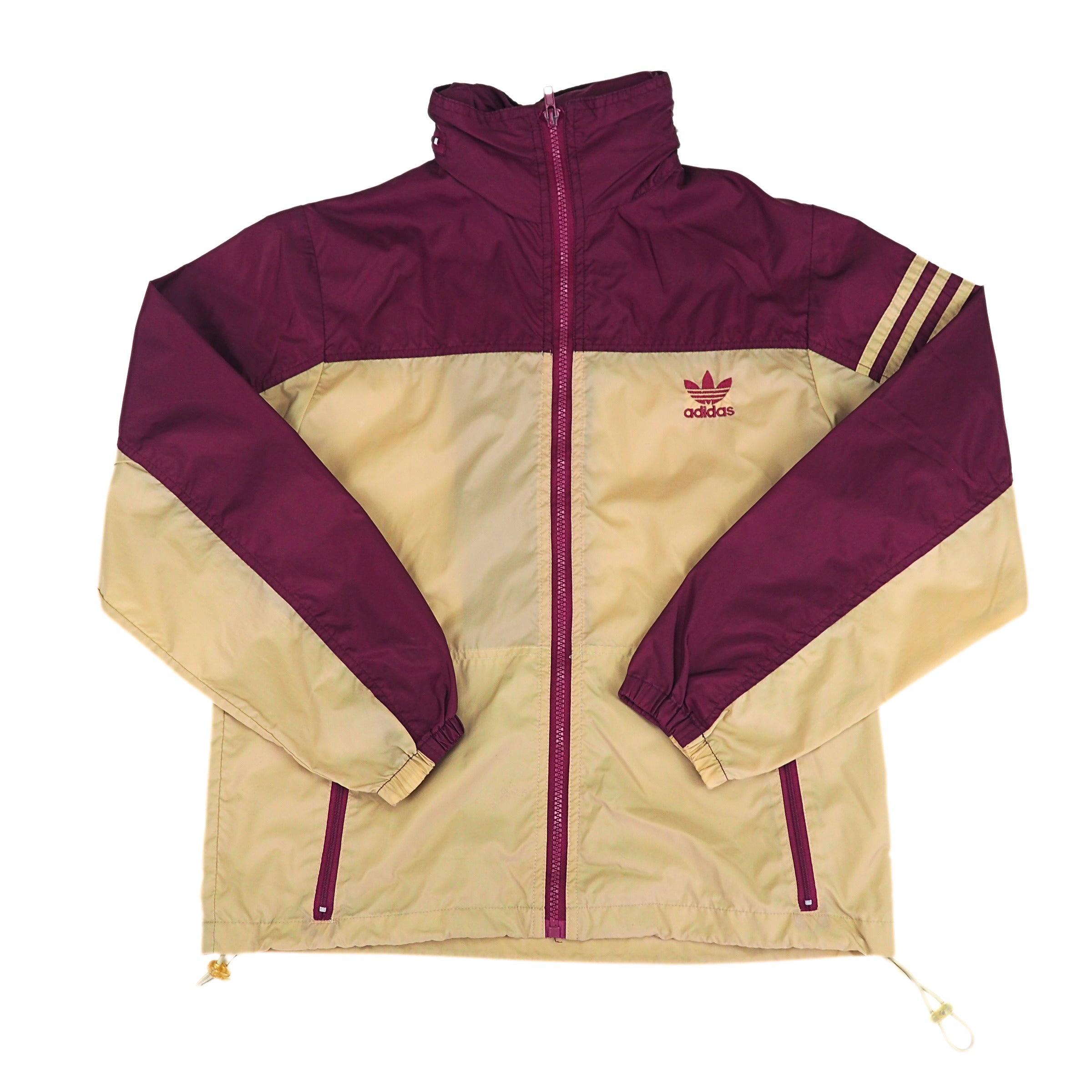 Vintage adidas by descente two toned zip up anorak jacket in gold and burgundy