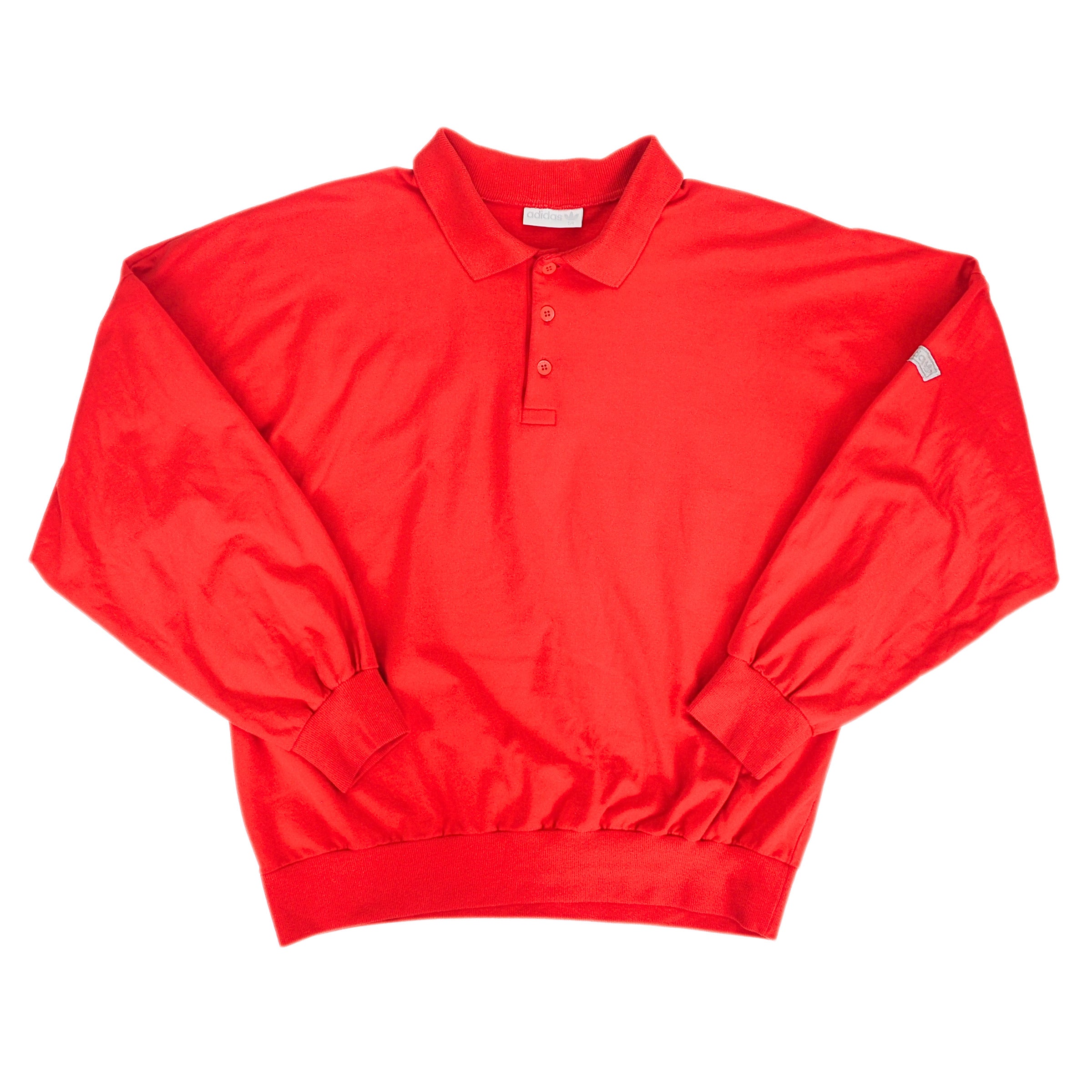 Adidas Early 90s Vintage Quarter Button Down Long Sleeve Polo Shirt Red XL