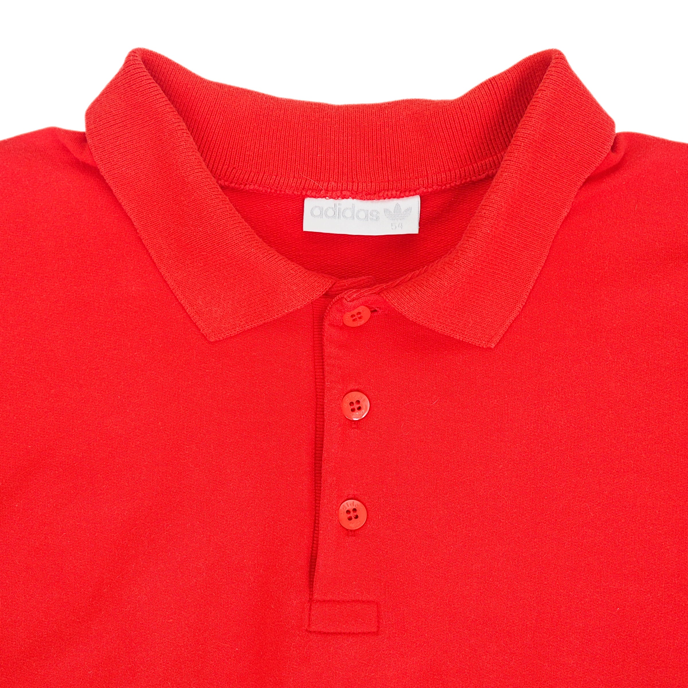 Adidas Early 90s Vintage Quarter Button Down Long Sleeve Polo Shirt Red XL