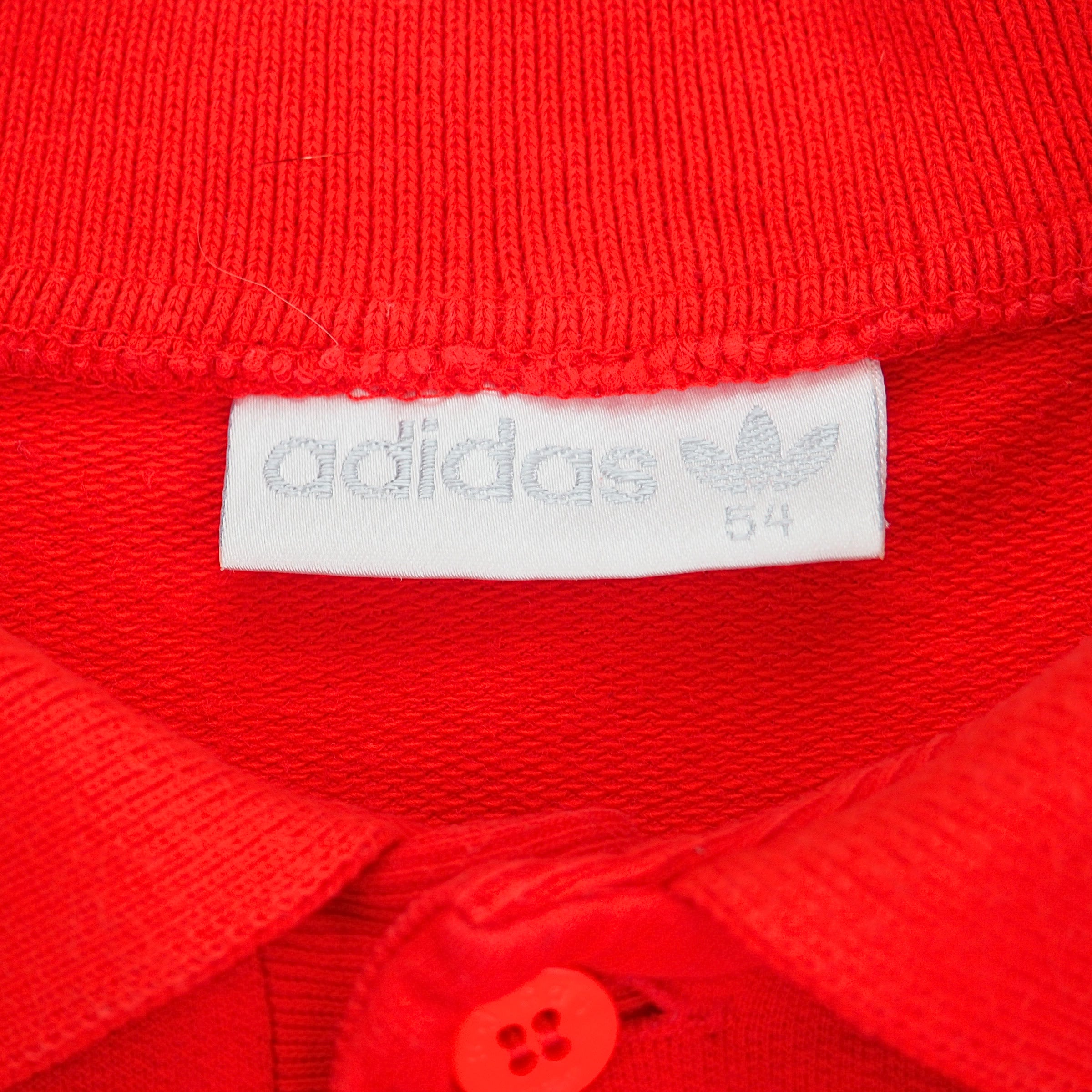 Adidas Early 90s Vintage Quarter Button Down Long Sleeve Polo Shirt Red XL