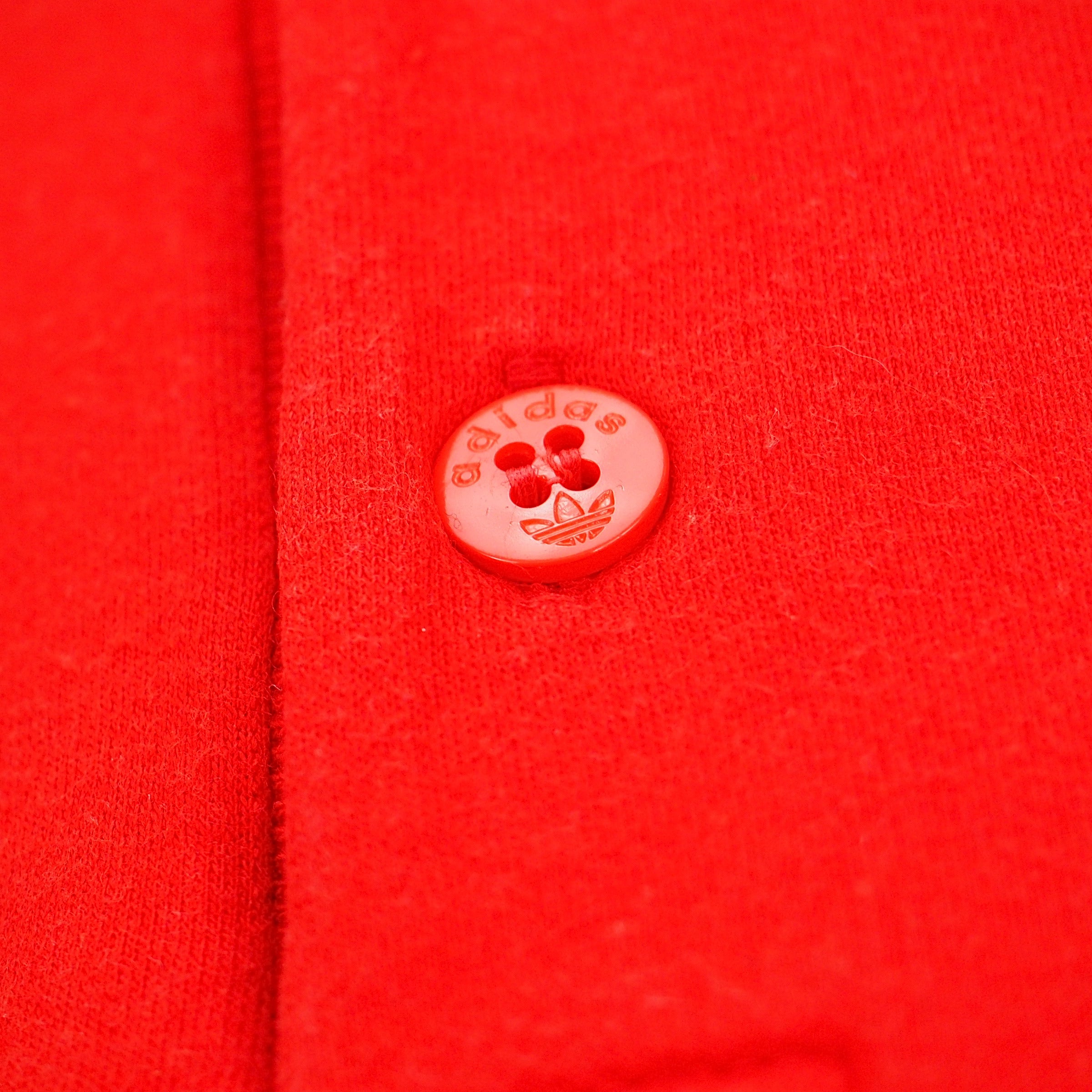Adidas Early 90s Vintage Quarter Button Down Long Sleeve Polo Shirt Red XL