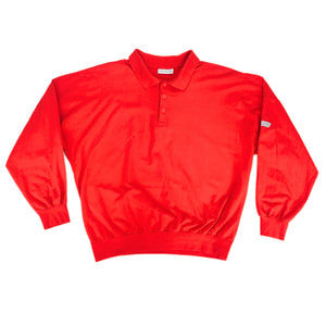 Adidas Early 90s Vintage Quarter Button Down Long Sleeve Polo Shirt Red XL