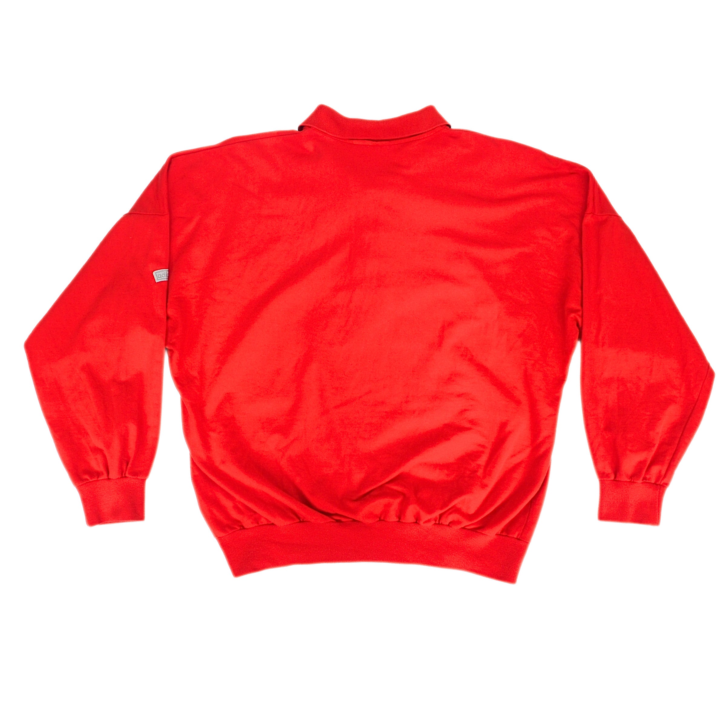 Adidas Early 90s Vintage Quarter Button Down Long Sleeve Polo Shirt Red XL