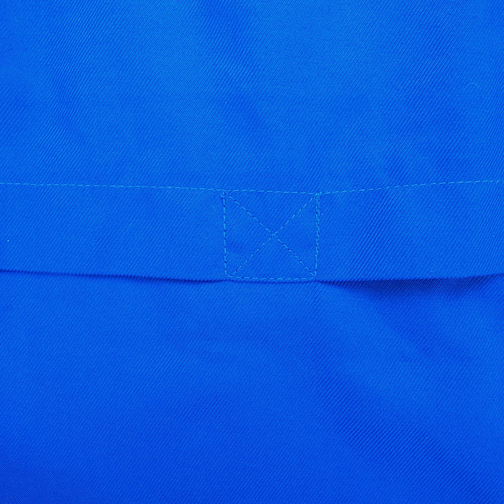 Close up of stitching detail on a blue jacket
