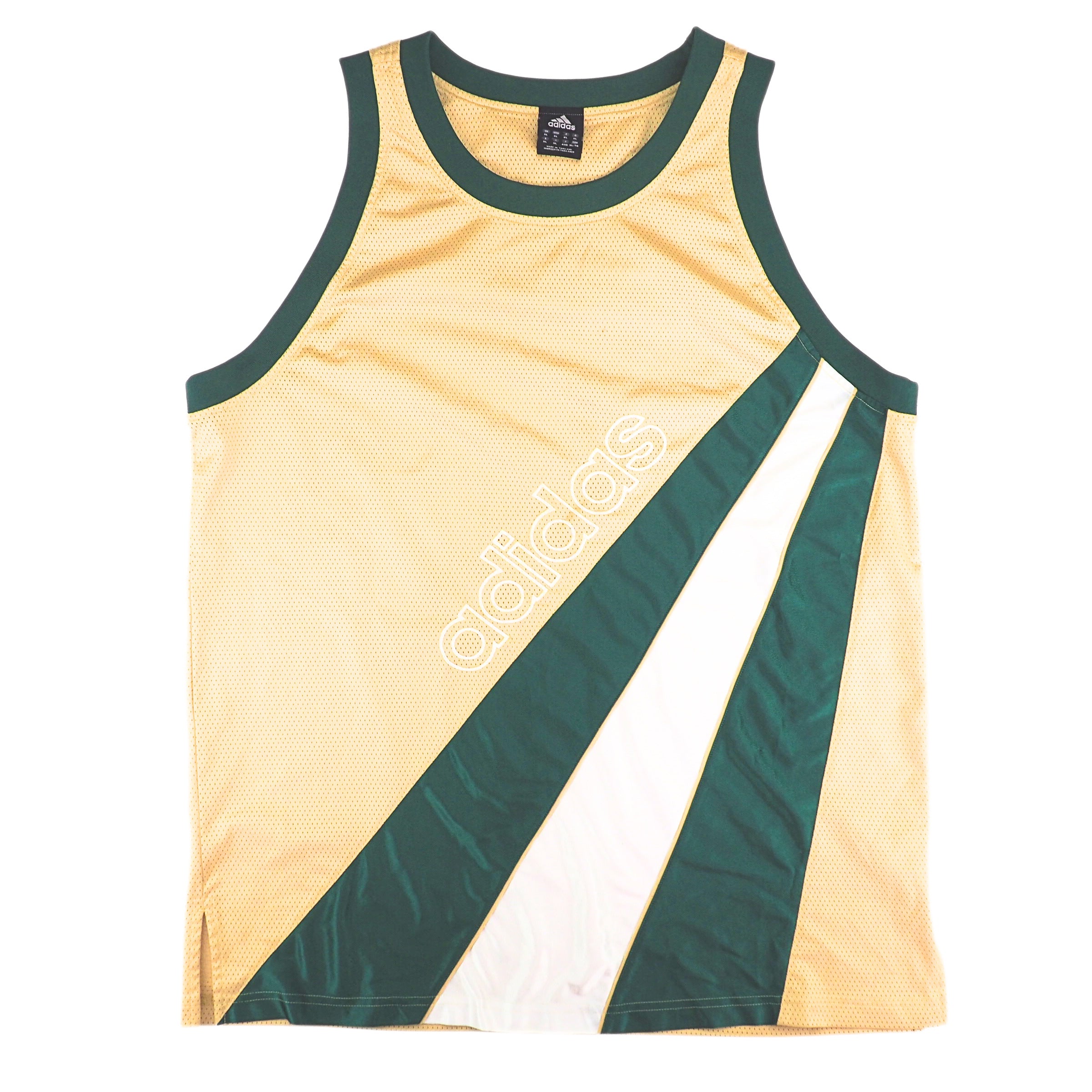 Adidas Gold & Green Mesh Basketball Jersey Vintage 90s Y2K XL
