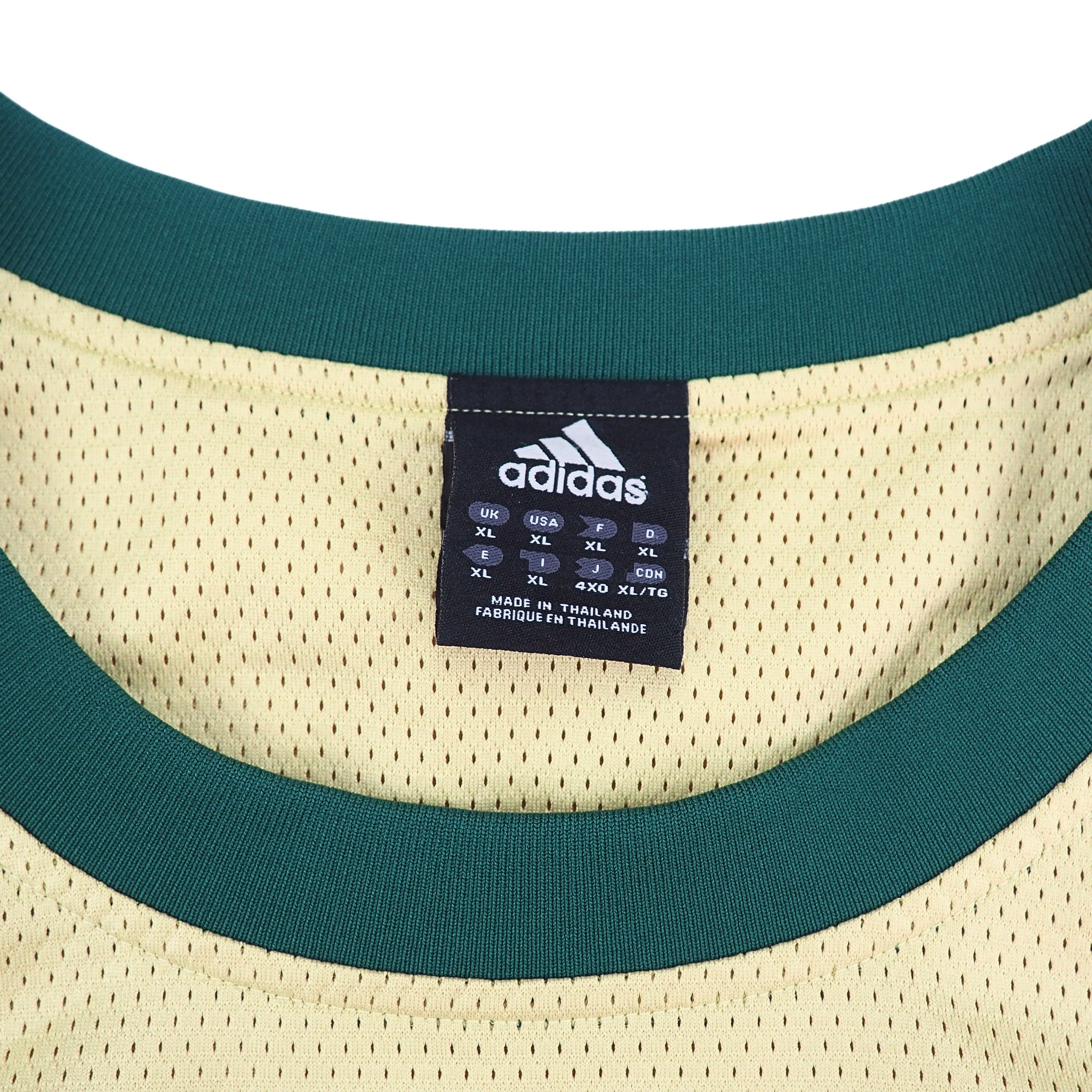 Adidas Gold & Green Mesh Basketball Jersey Vintage 90s Y2K XL
