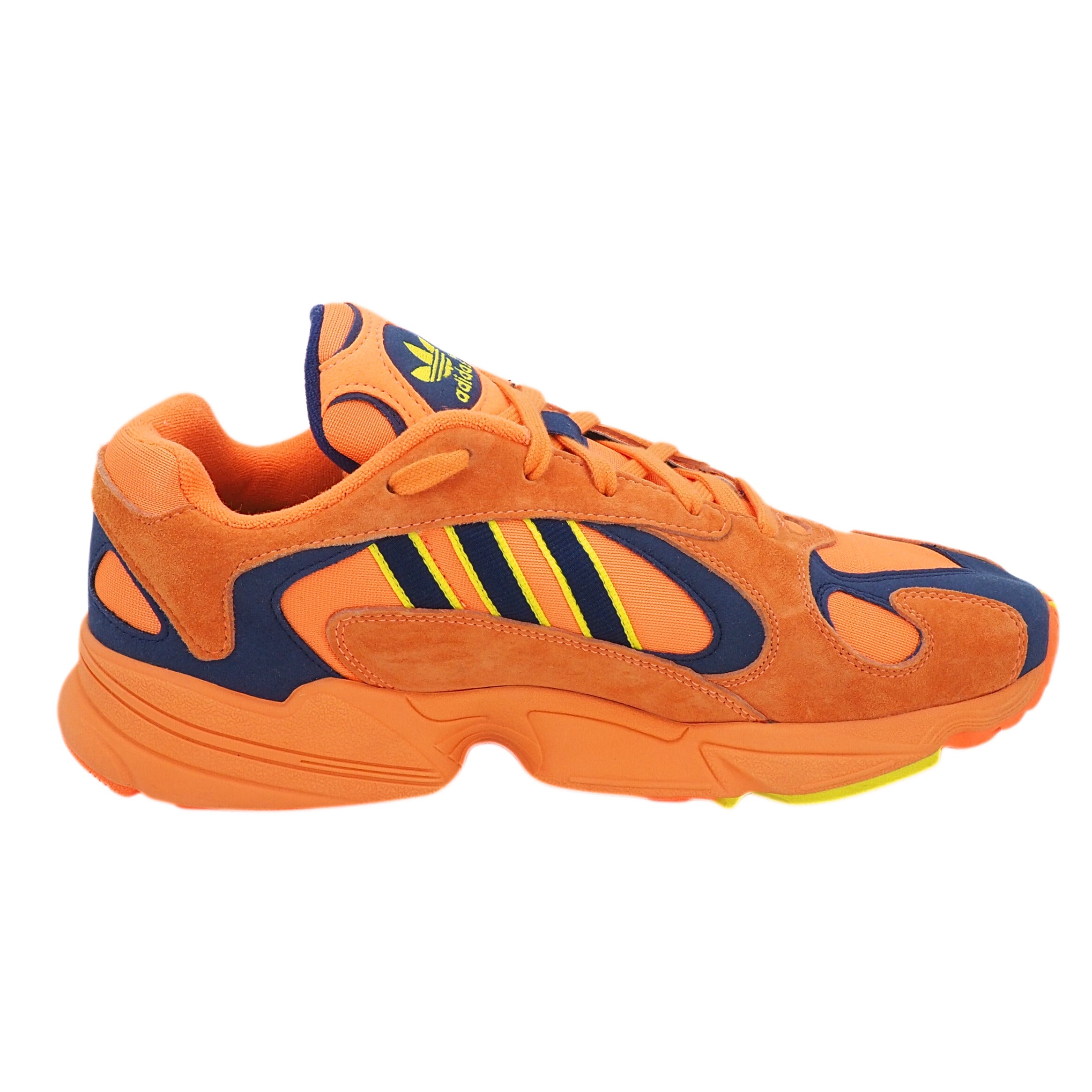Orange and blue Adidas sneaker on a white background