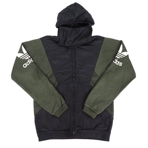 Adidas Teorado Full Zip Hooded Sweater Jacket Green Black White Trefoil Medium