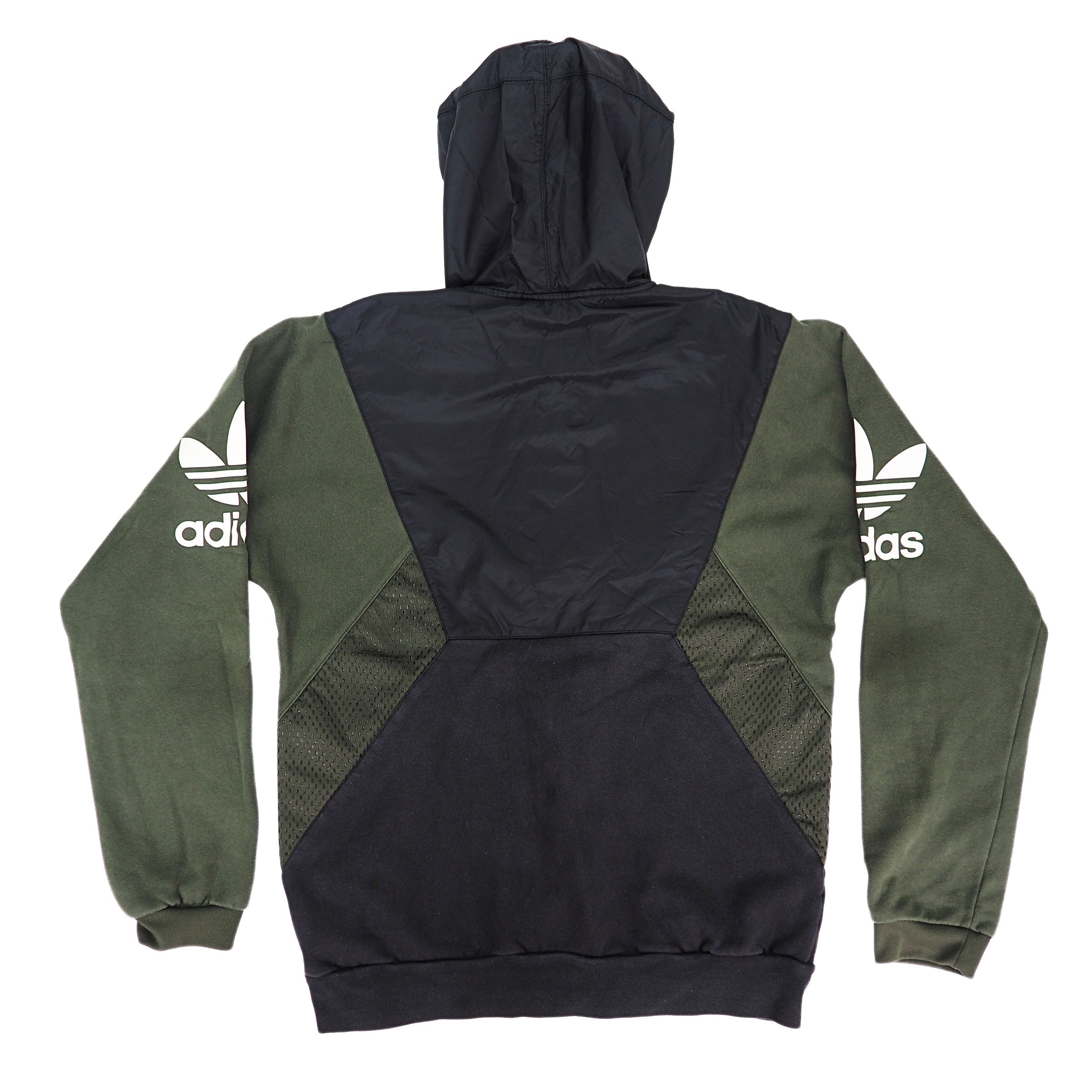 Adidas Teorado Full Zip Hooded Sweater Jacket Green Black White Trefoil Medium