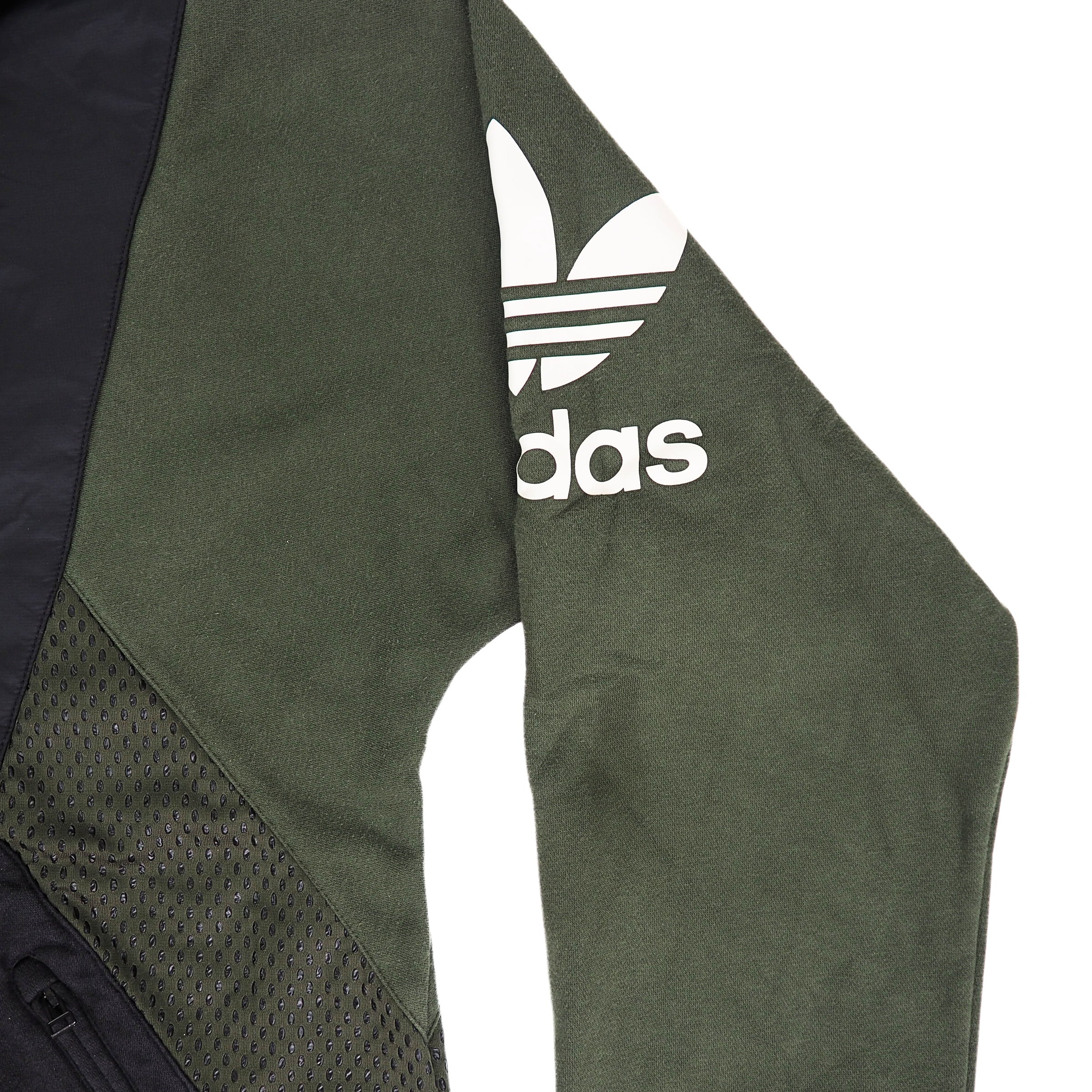 Adidas Teorado Full Zip Hooded Sweater Jacket Green Black White Trefoil Medium