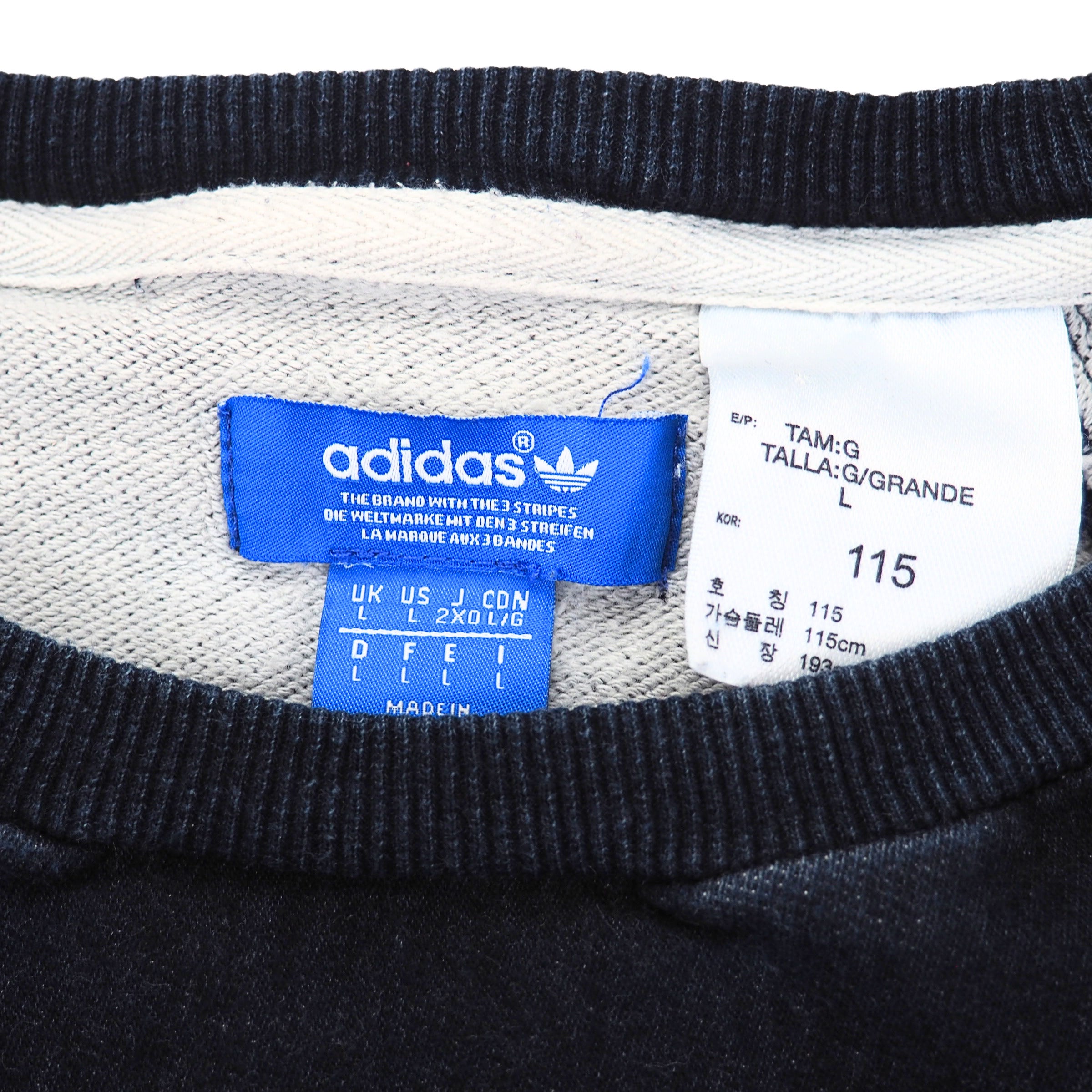 Adidas Trefoil Indigo Denim Effect French Terry Crew Neck Sweater 2014 Large