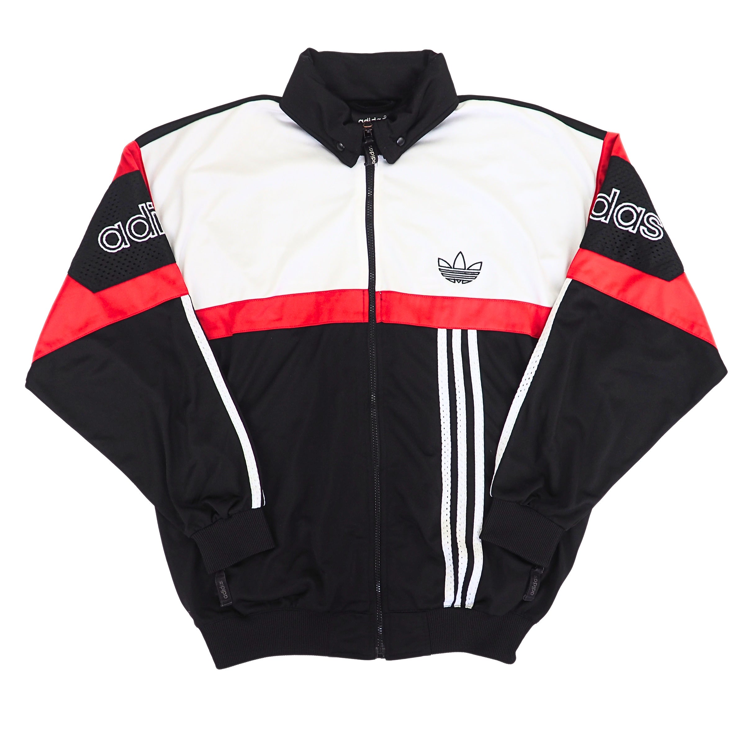 Adidas Trefoil Team Track Jacket with Foldaway Mesh Hood Vintage 90s Large