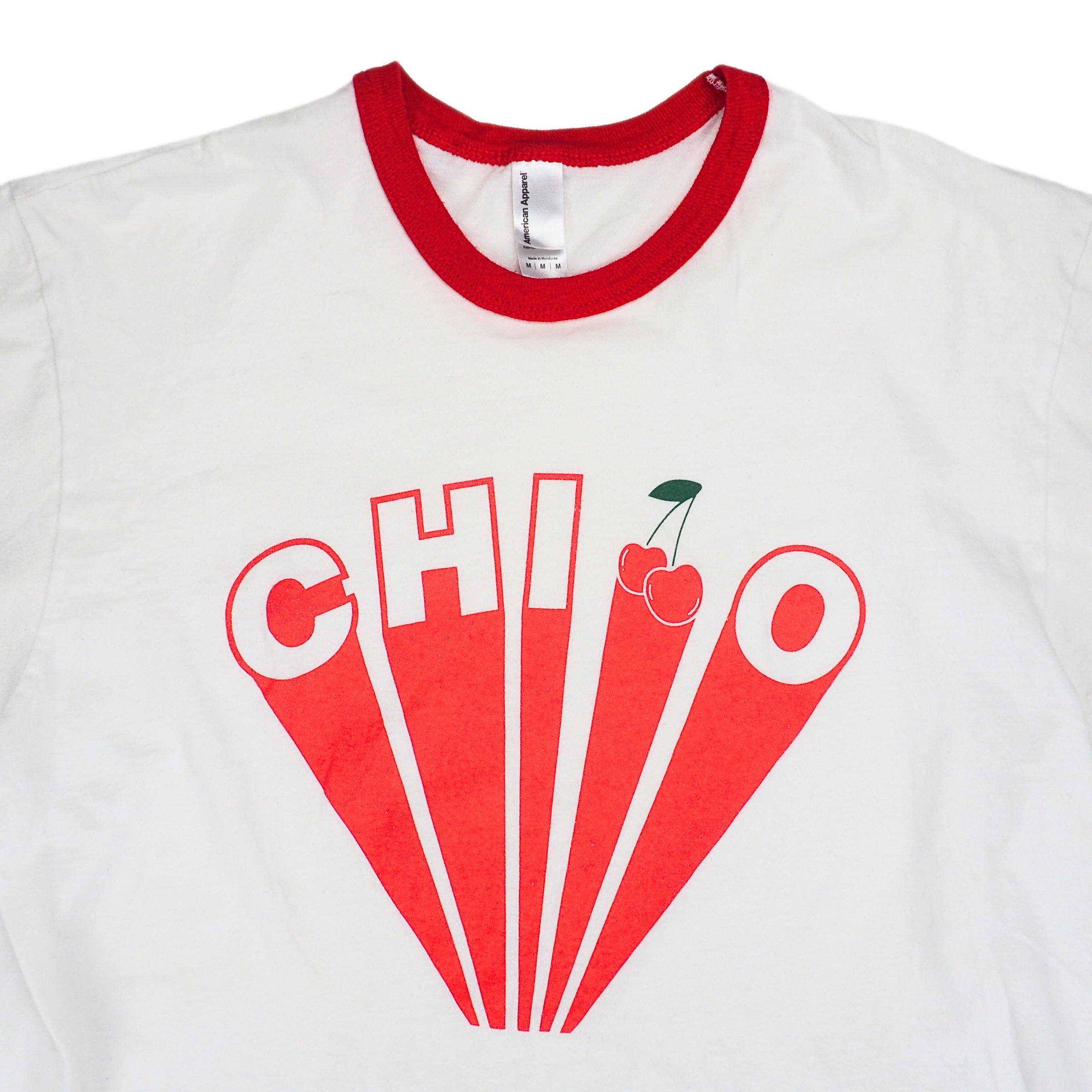 American Apparel Cherry Ciao Ringer T-Shirt Womens Medium