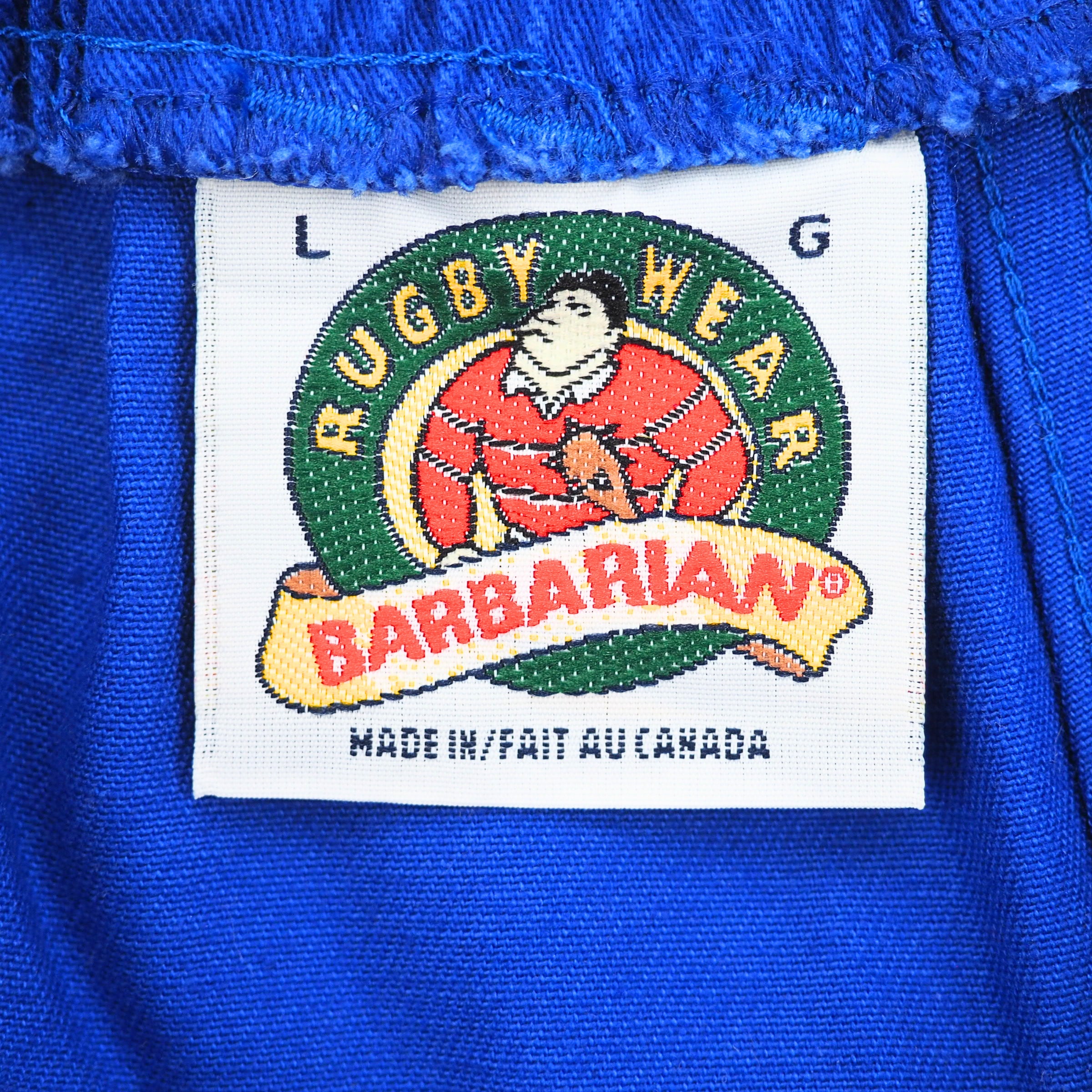 Barbarian Rugby Wear 100% Cotton Shorts Royal Blue Made in Canada Vintage 90s Large