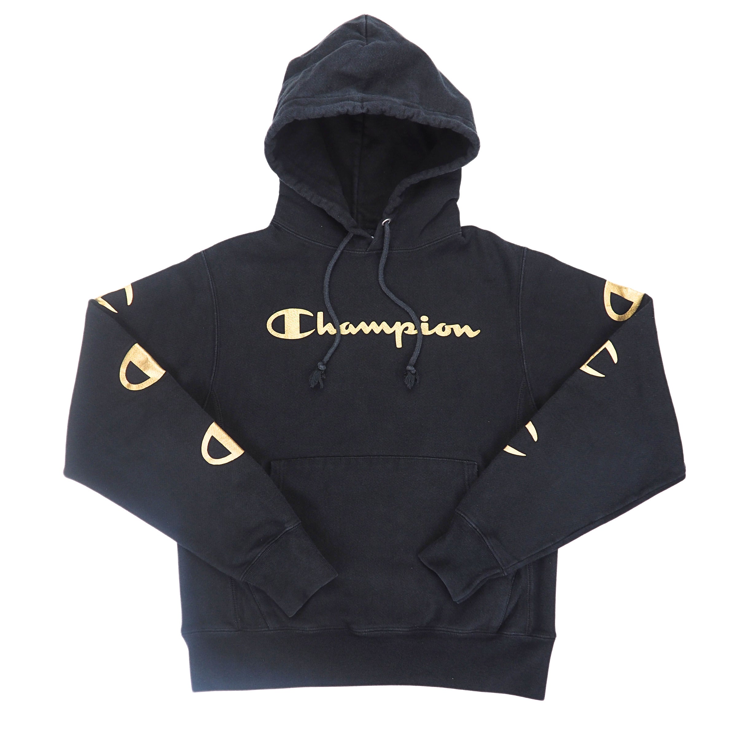Champion Reverse Weave Gold Foil Logo Hoodie Black Small-Medium