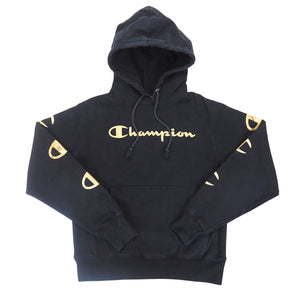 Champion Reverse Weave Gold Foil Logo Hoodie Black Small-Medium