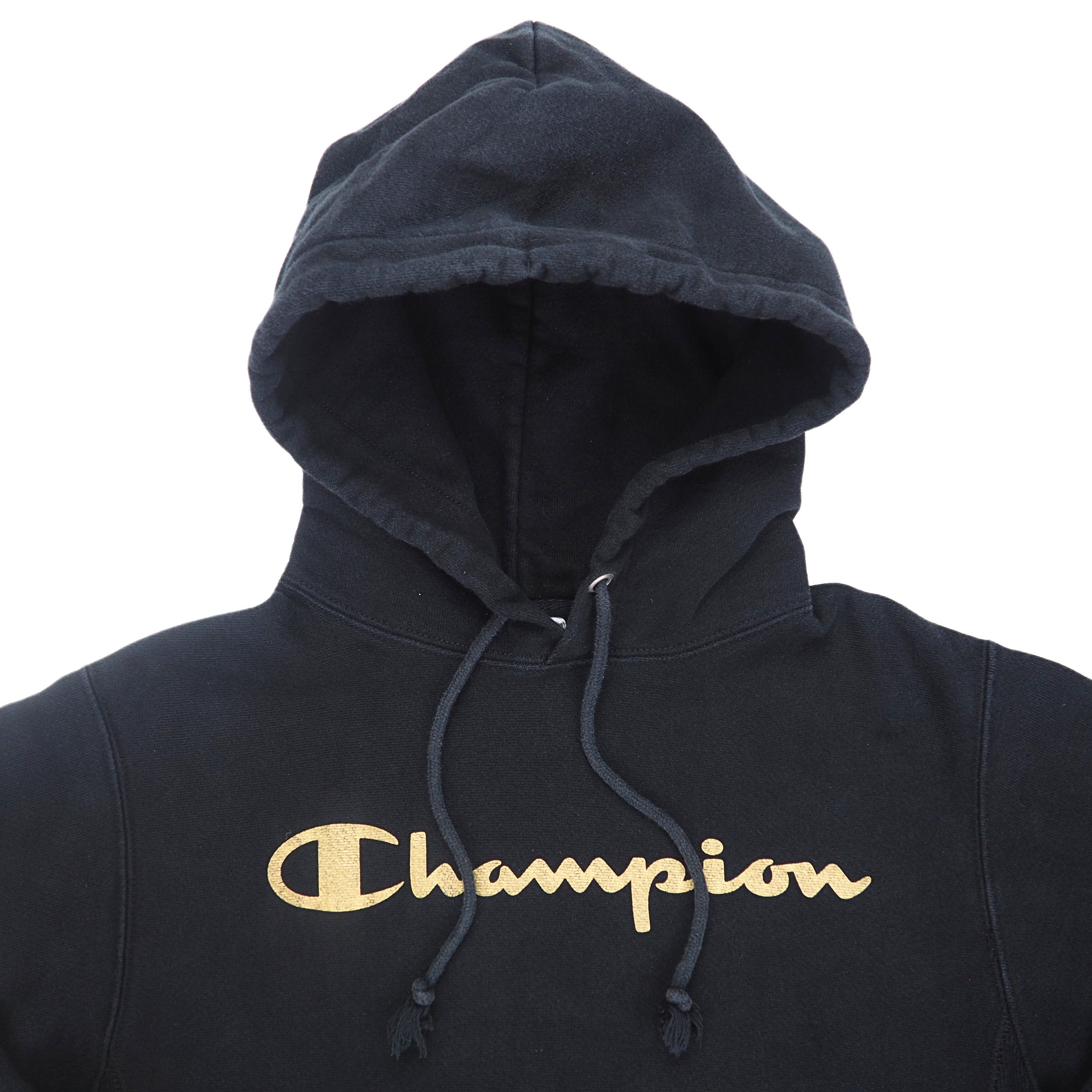 Champion Reverse Weave Gold Foil Logo Hoodie Black Small-Medium