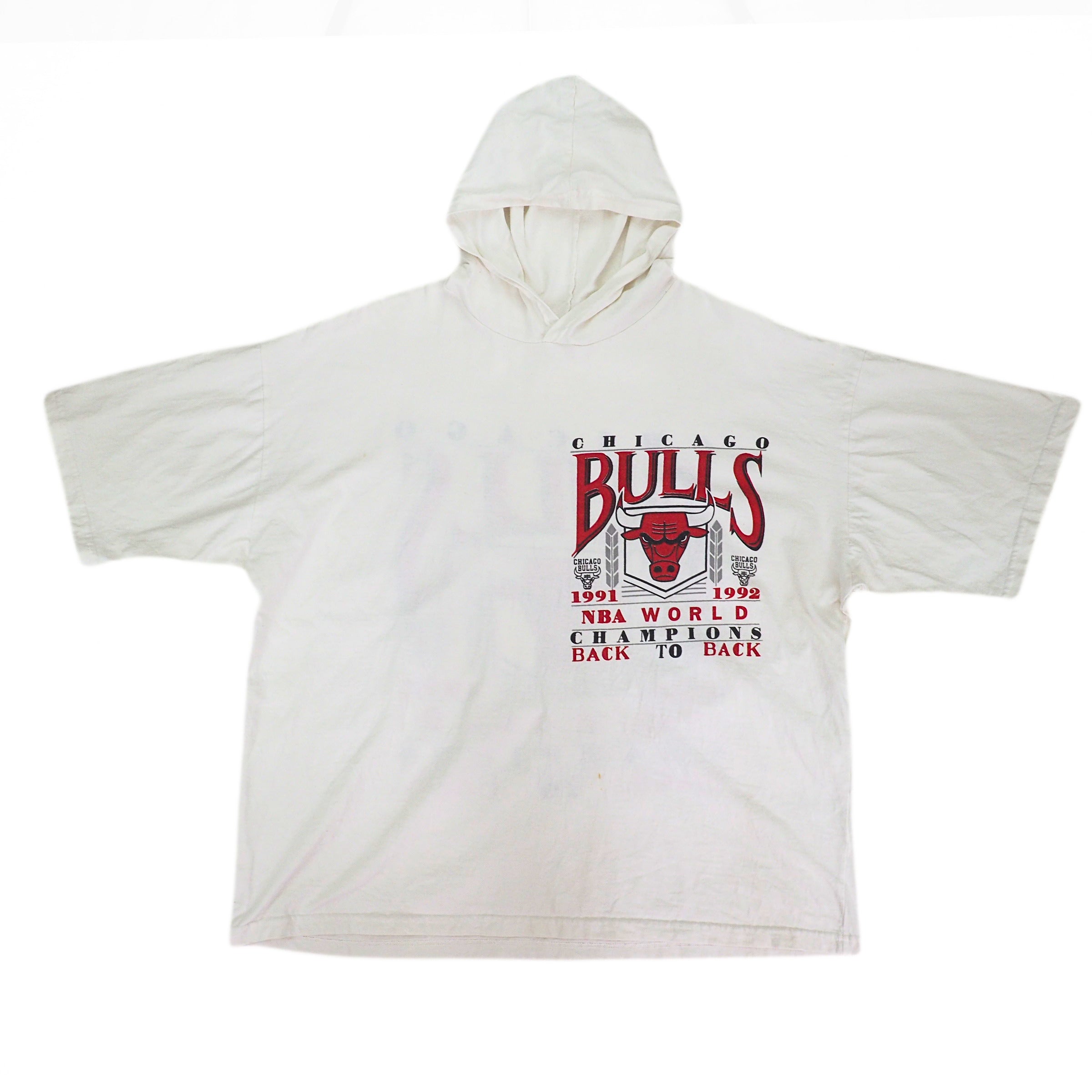 Chicago Bulls B2B 1991-1992 NBA Champions Hooded SS T-Shirt Vintage 90s Large