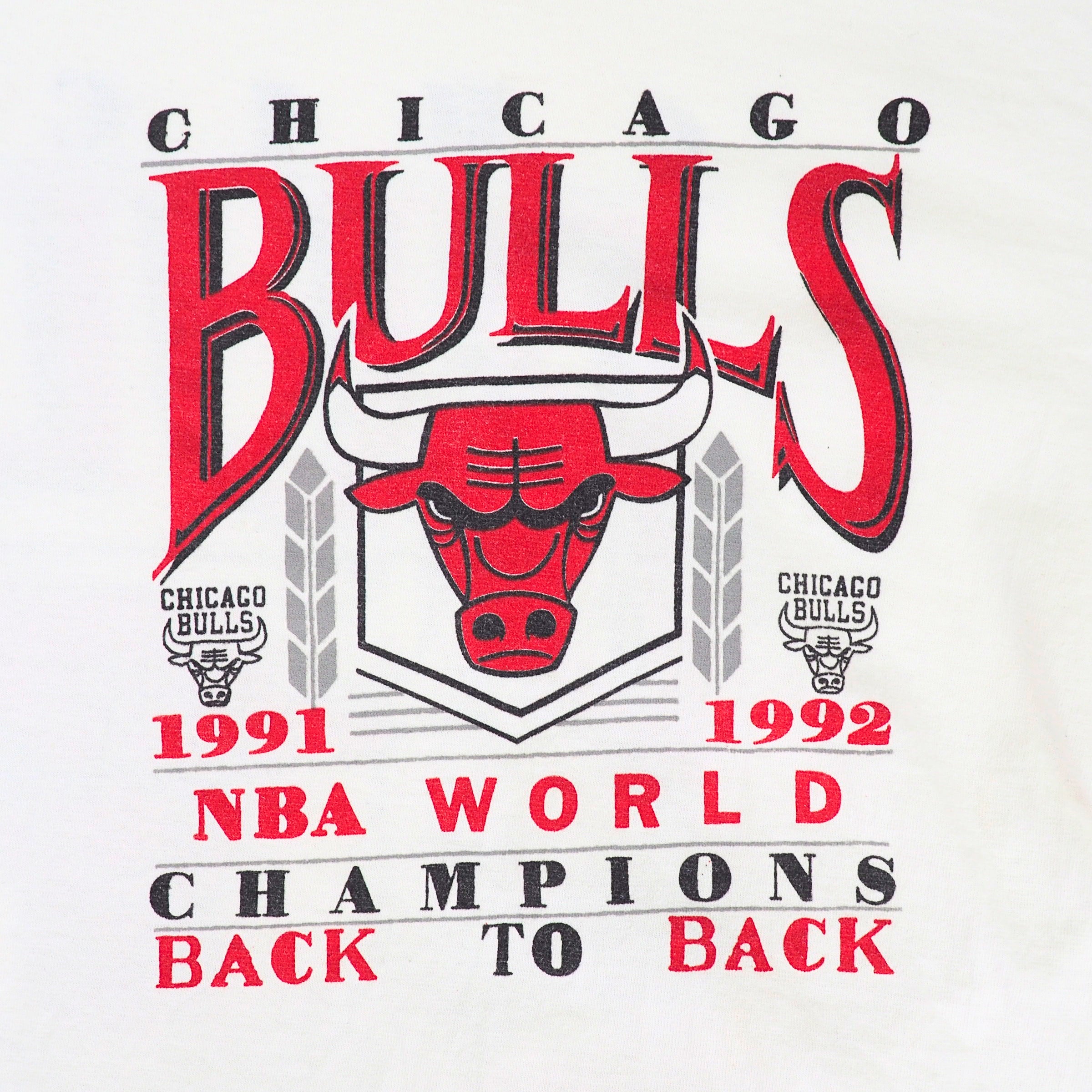 Chicago Bulls B2B 1991-1992 NBA Champions Hooded SS T-Shirt Vintage 90s Large