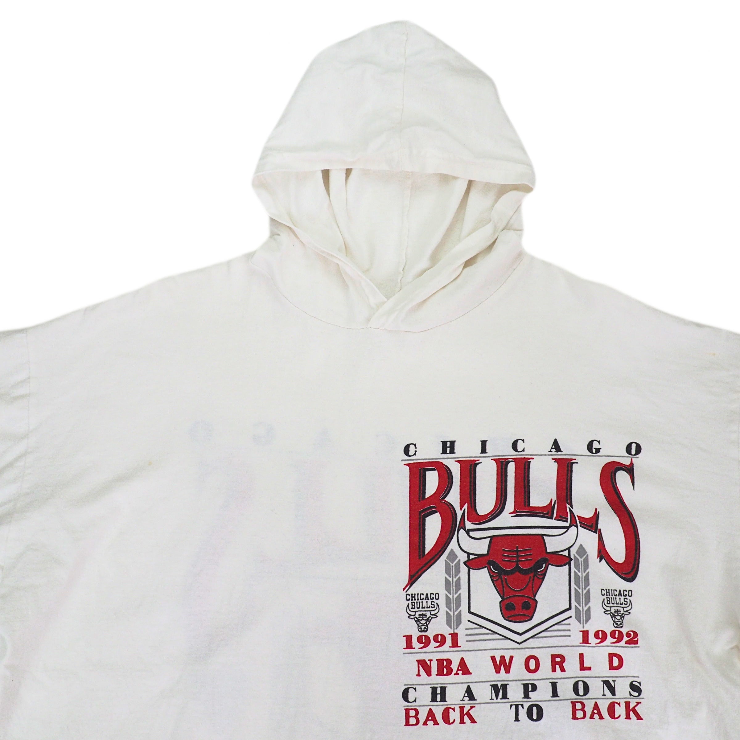 Chicago Bulls B2B 1991-1992 NBA Champions Hooded SS T-Shirt Vintage 90s Large