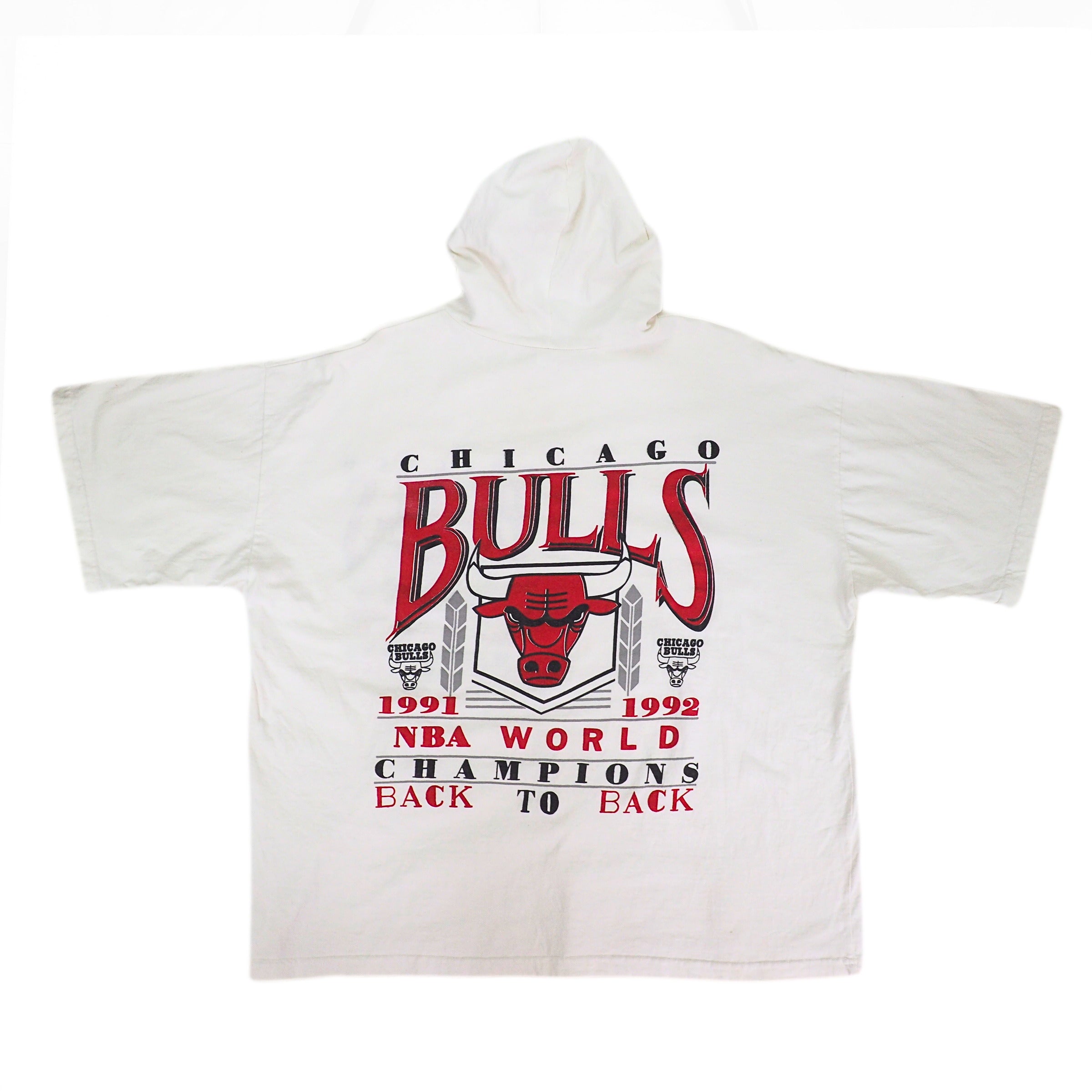 Chicago Bulls B2B 1991-1992 NBA Champions Hooded SS T-Shirt Vintage 90s Large