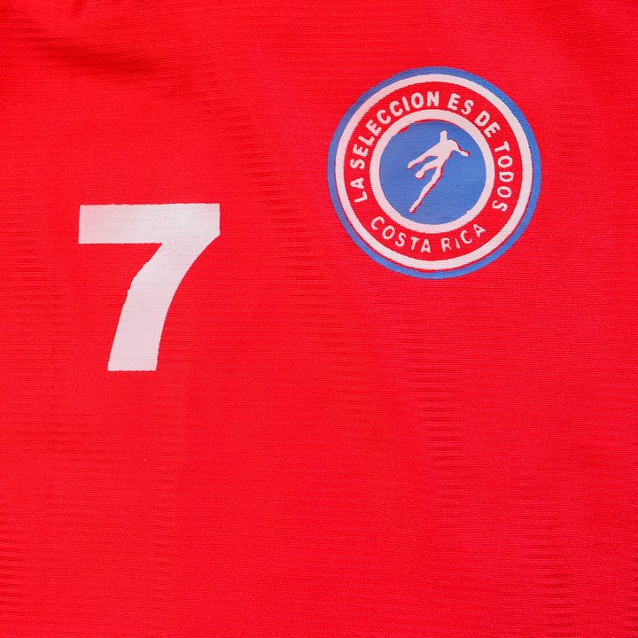 Detail of red sports jersey with number 7 and Costa Rica logo