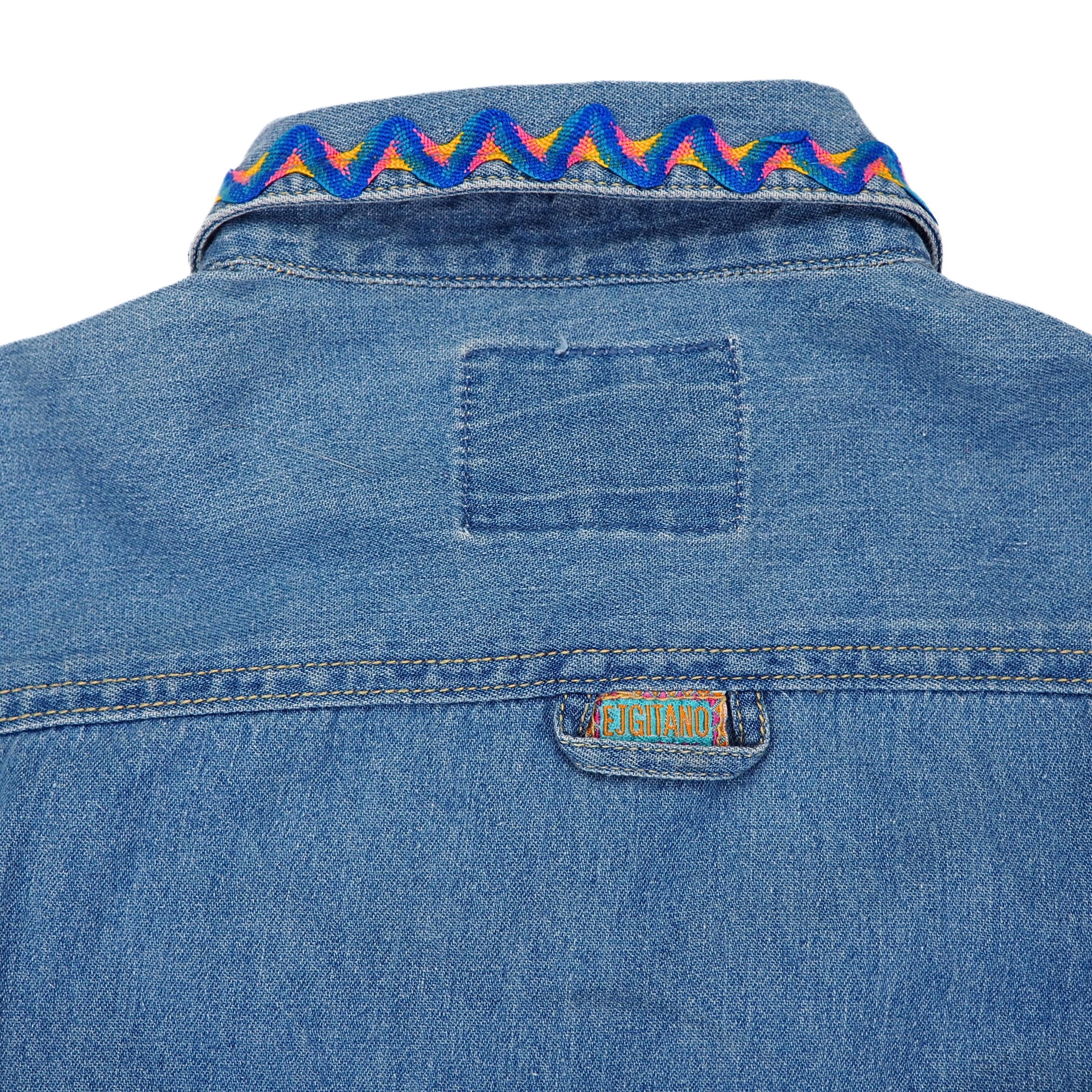 EJ Gitano 2pc Vintage Beaded Denim Canadian Tuxedo Shirt and Jeans Set