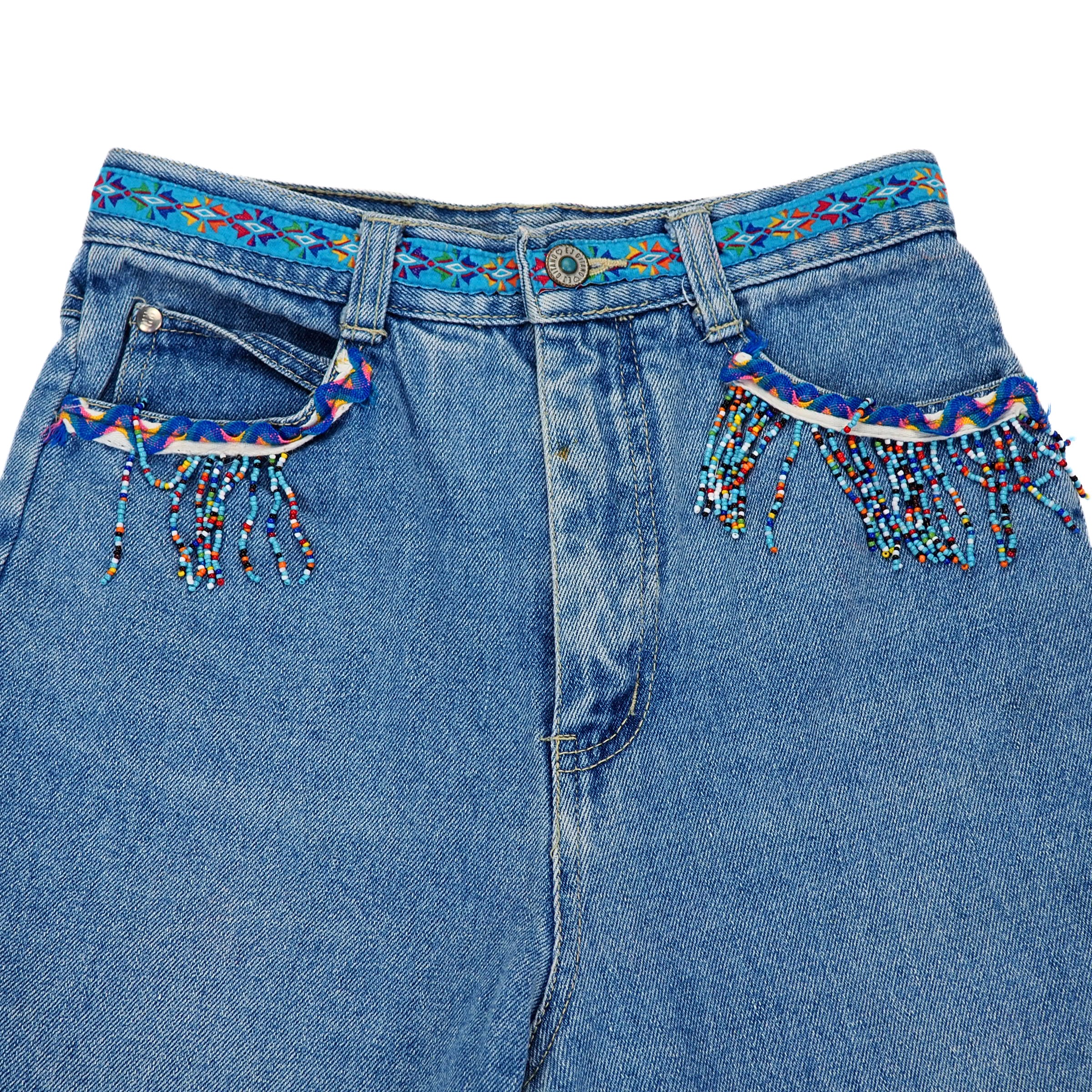 EJ Gitano 2pc Vintage Beaded Denim Canadian Tuxedo Shirt and Jeans Set
