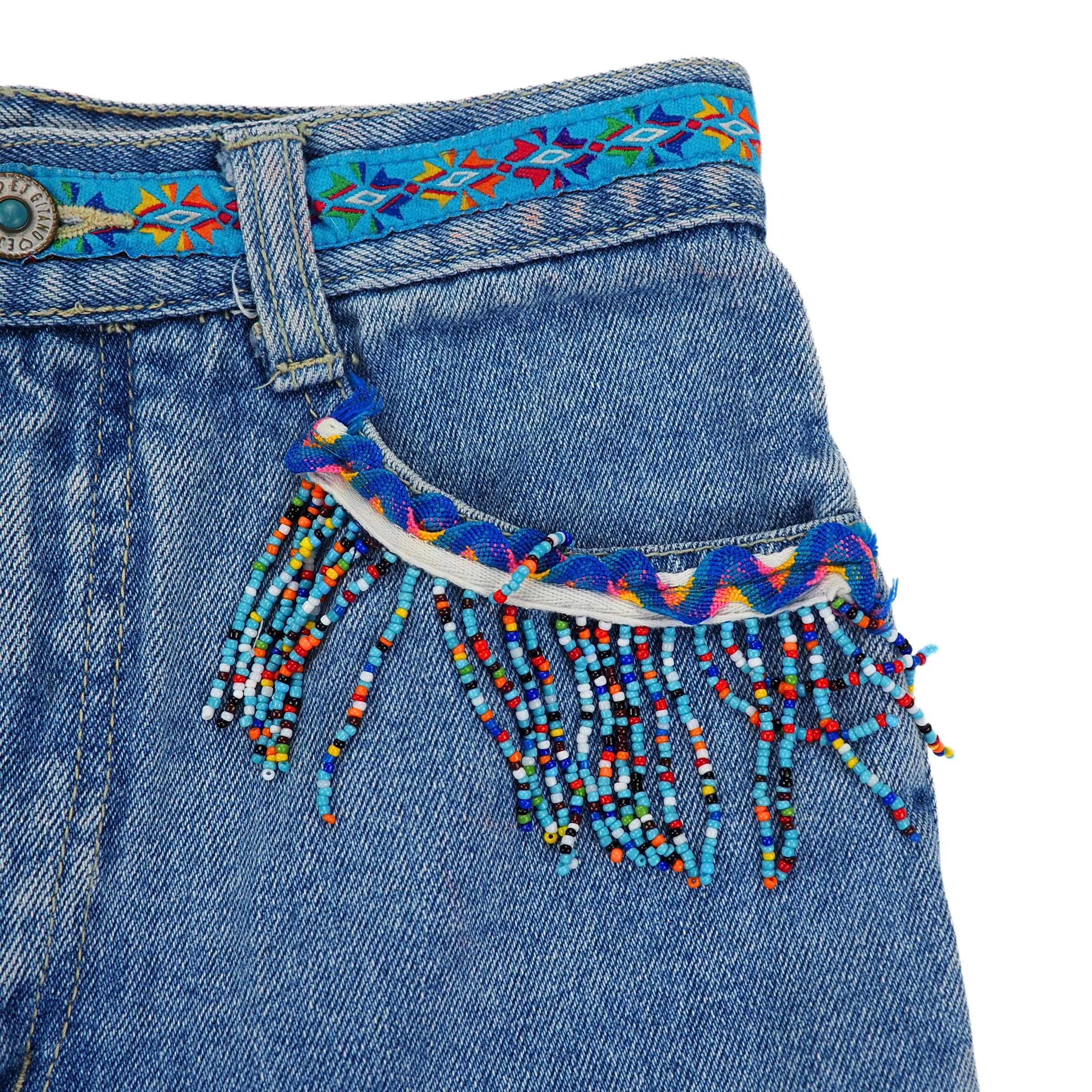 EJ Gitano 2pc Vintage Beaded Denim Canadian Tuxedo Shirt and Jeans Set