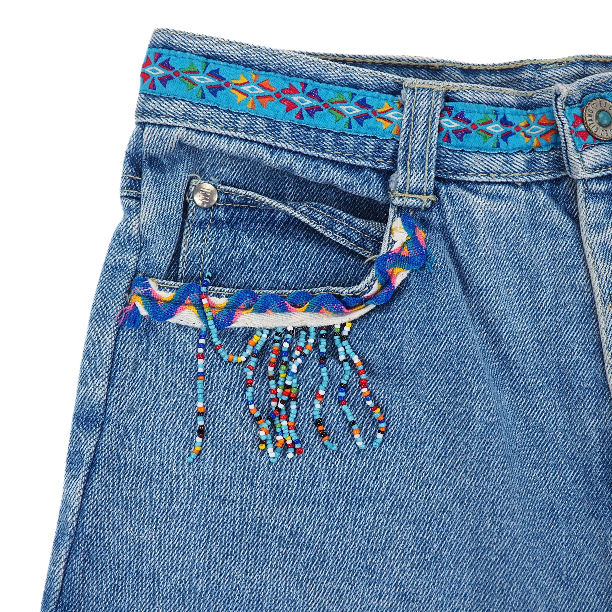 EJ Gitano 2pc Vintage Beaded Denim Canadian Tuxedo Shirt and Jeans Set