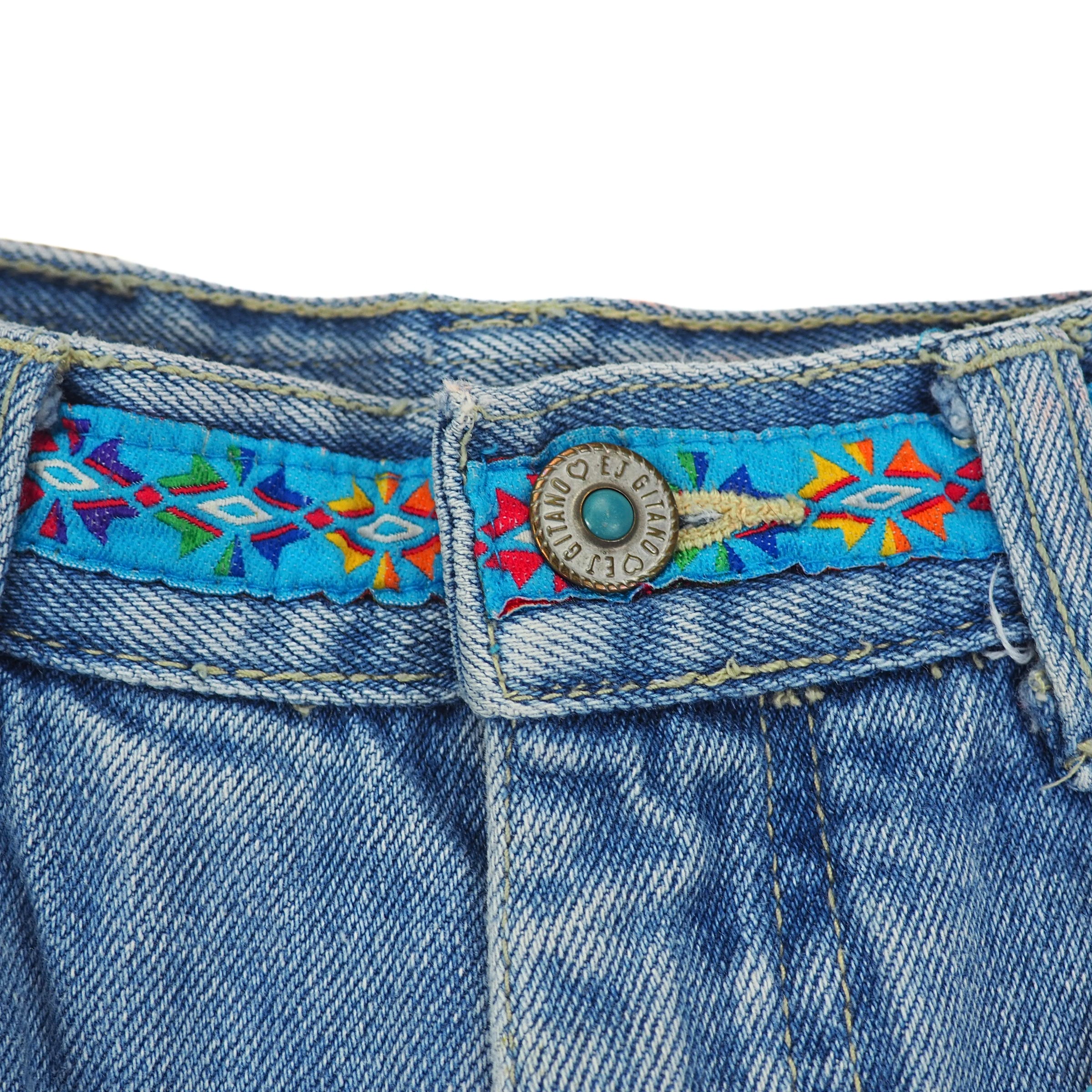 EJ Gitano 2pc Vintage Beaded Denim Canadian Tuxedo Shirt and Jeans Set