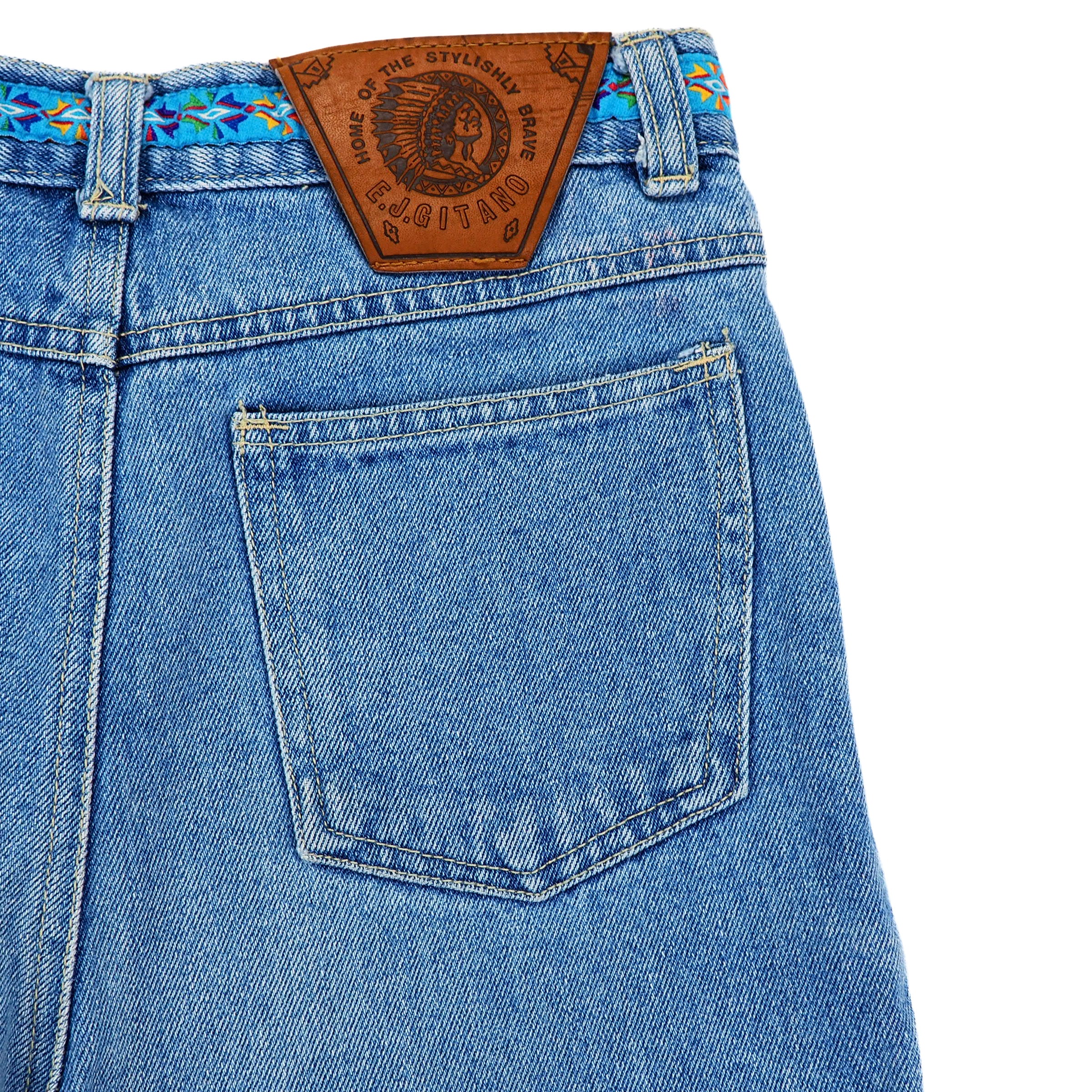 EJ Gitano 2pc Vintage Beaded Denim Canadian Tuxedo Shirt and Jeans Set