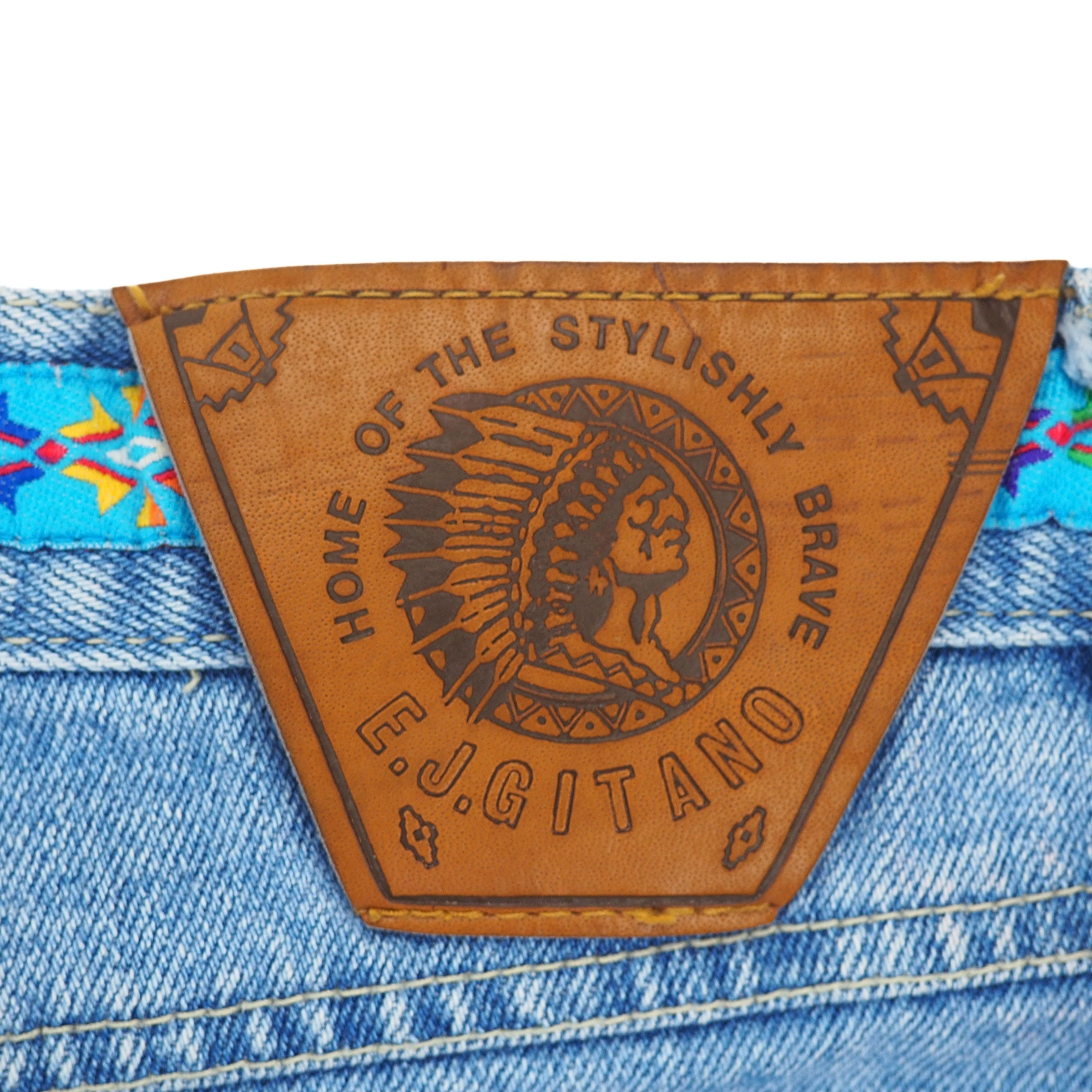 EJ Gitano 2pc Vintage Beaded Denim Canadian Tuxedo Shirt and Jeans Set