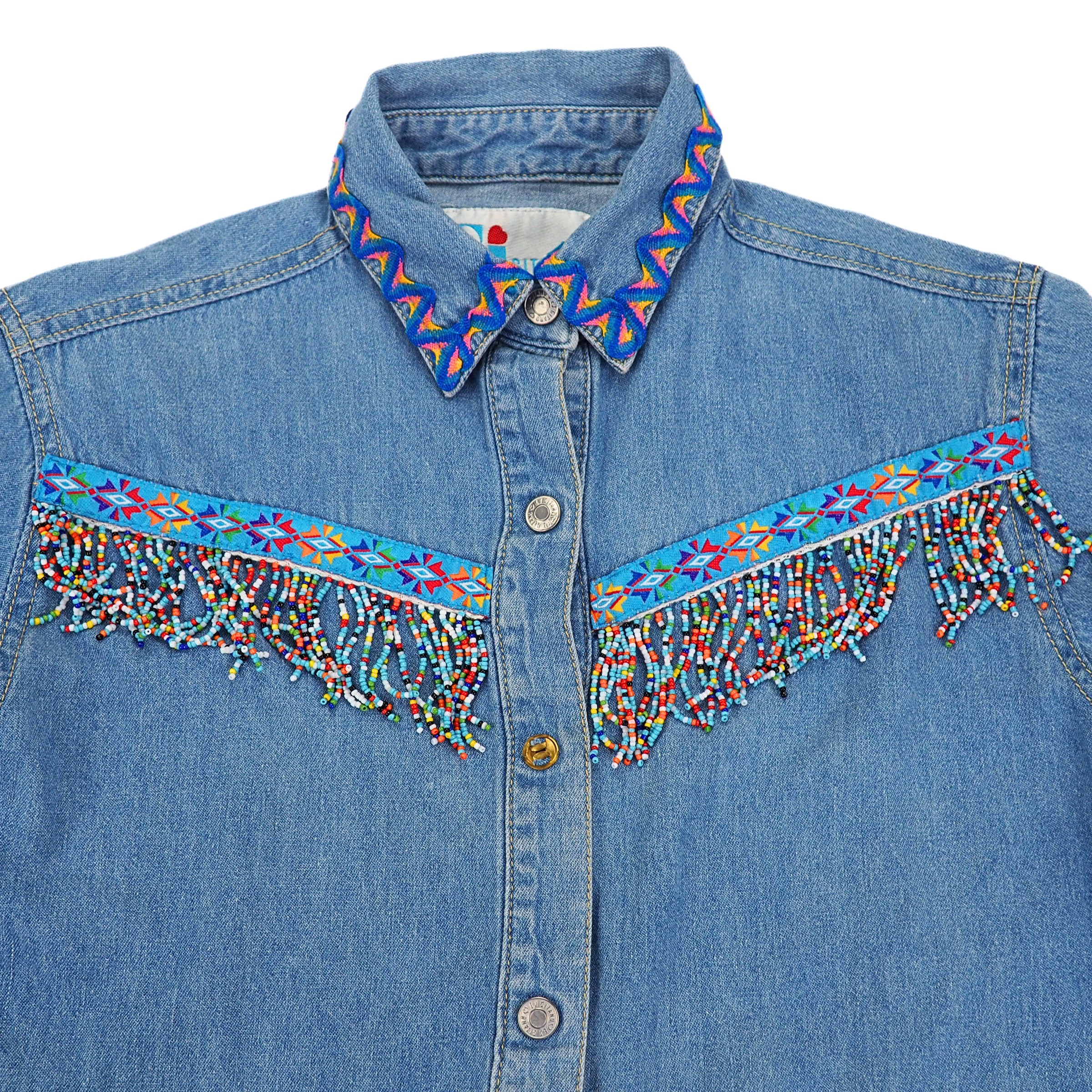 EJ Gitano 2pc Vintage Beaded Denim Canadian Tuxedo Shirt and Jeans Set