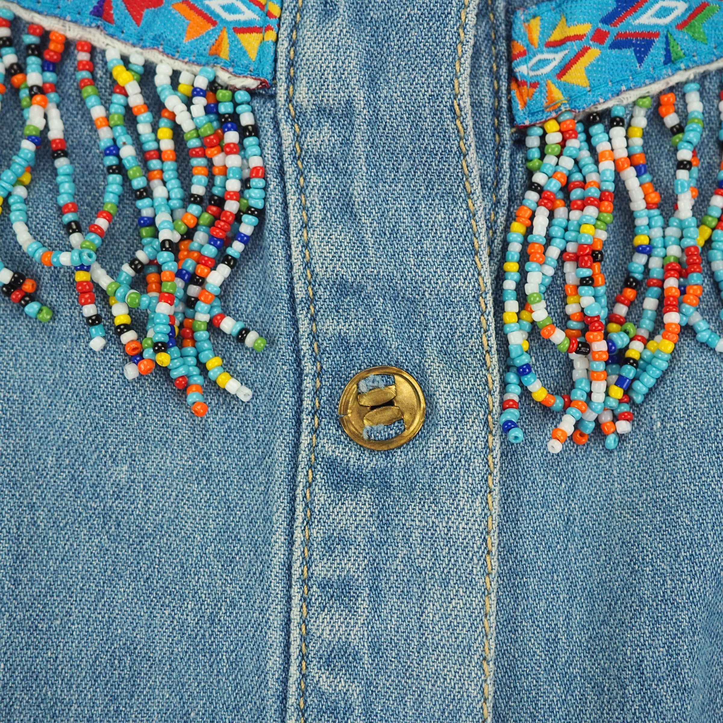 EJ Gitano 2pc Vintage Beaded Denim Canadian Tuxedo Shirt and Jeans Set