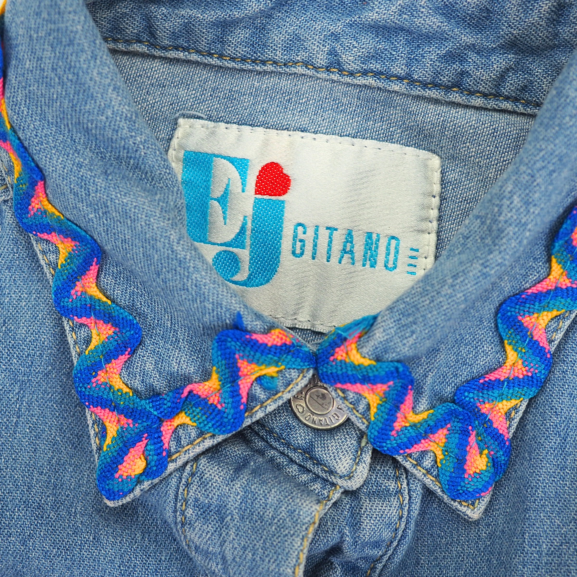 EJ Gitano 2pc Vintage Beaded Denim Canadian Tuxedo Shirt and Jeans Set