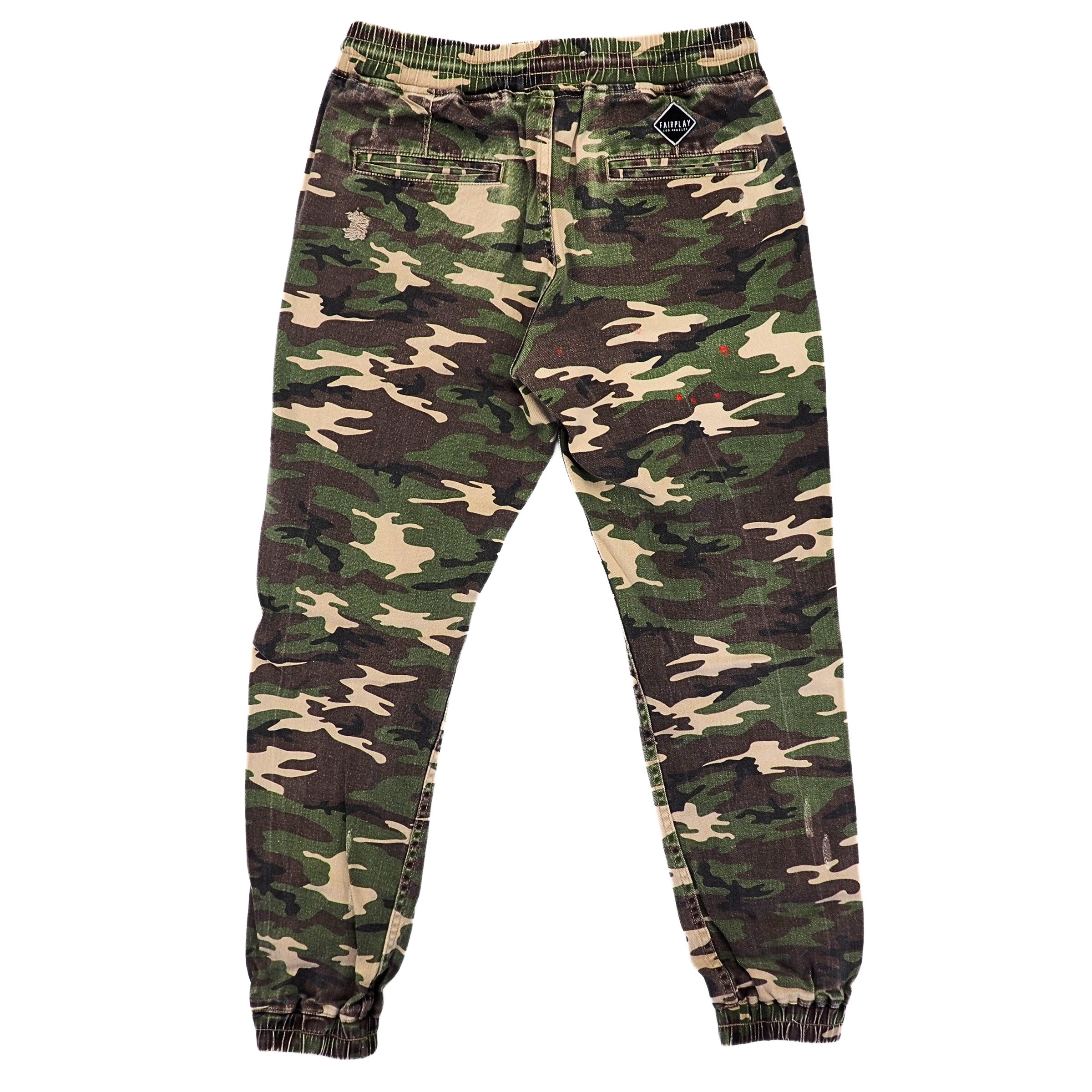 Camouflage pants on a white background