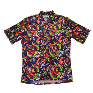 Fila Geometric Pattern Cycling Jersey 90s Vintage Large