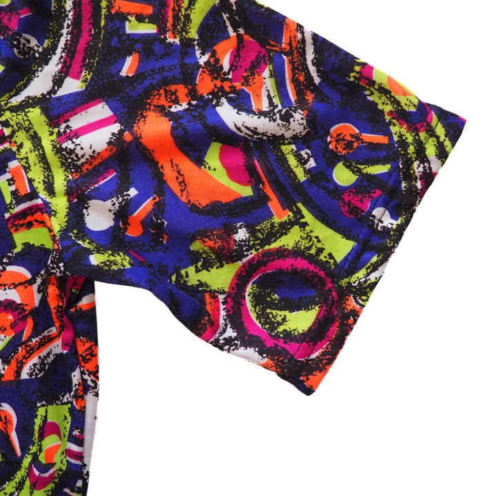 Colorful abstract patterned jersey sleeve on a white background