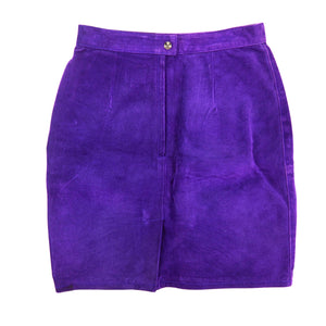 Global Identity Purple Suede Leather A-Line Skirt Vintage Size 11-12