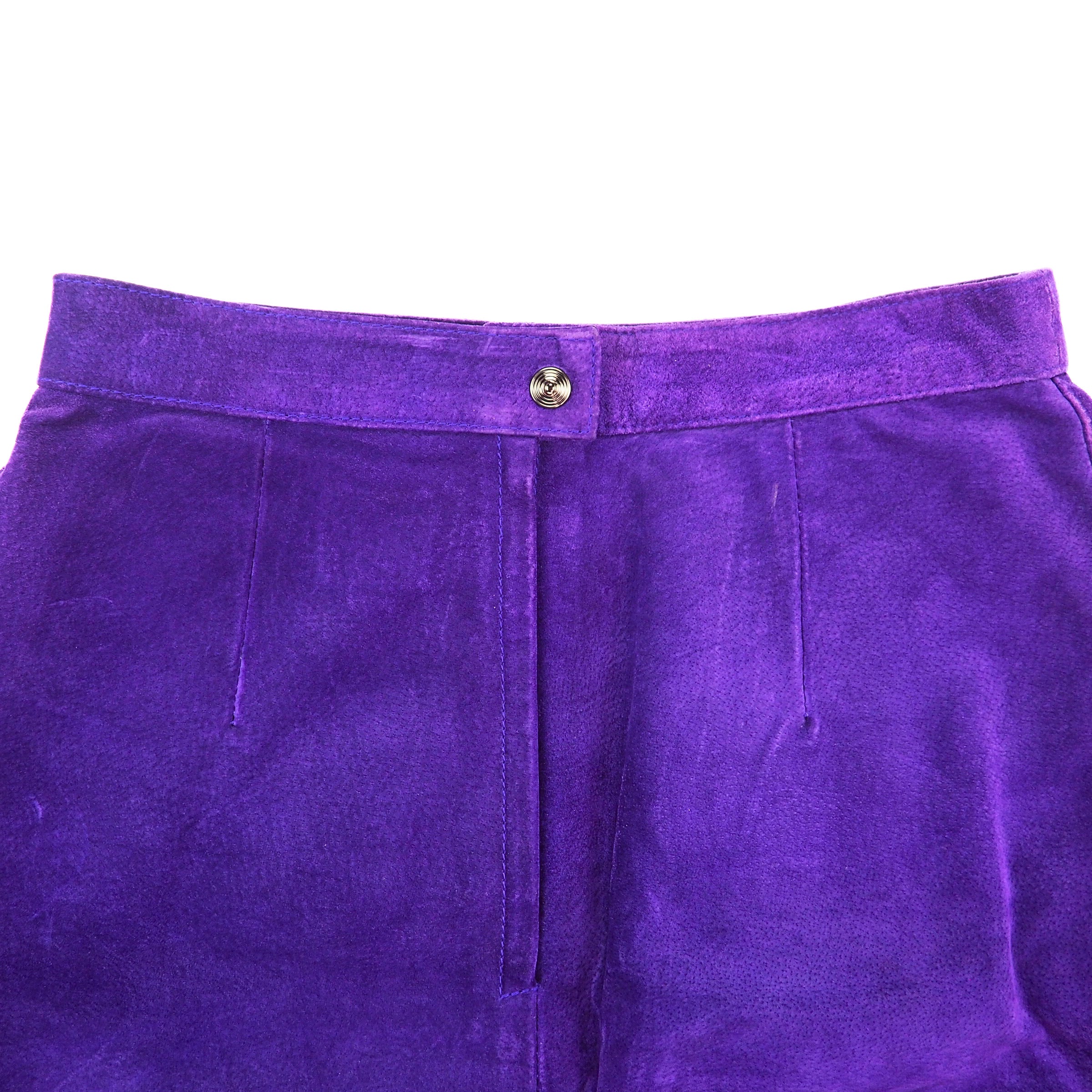 Global Identity Purple Suede Leather A-Line Skirt Vintage Size 11-12
