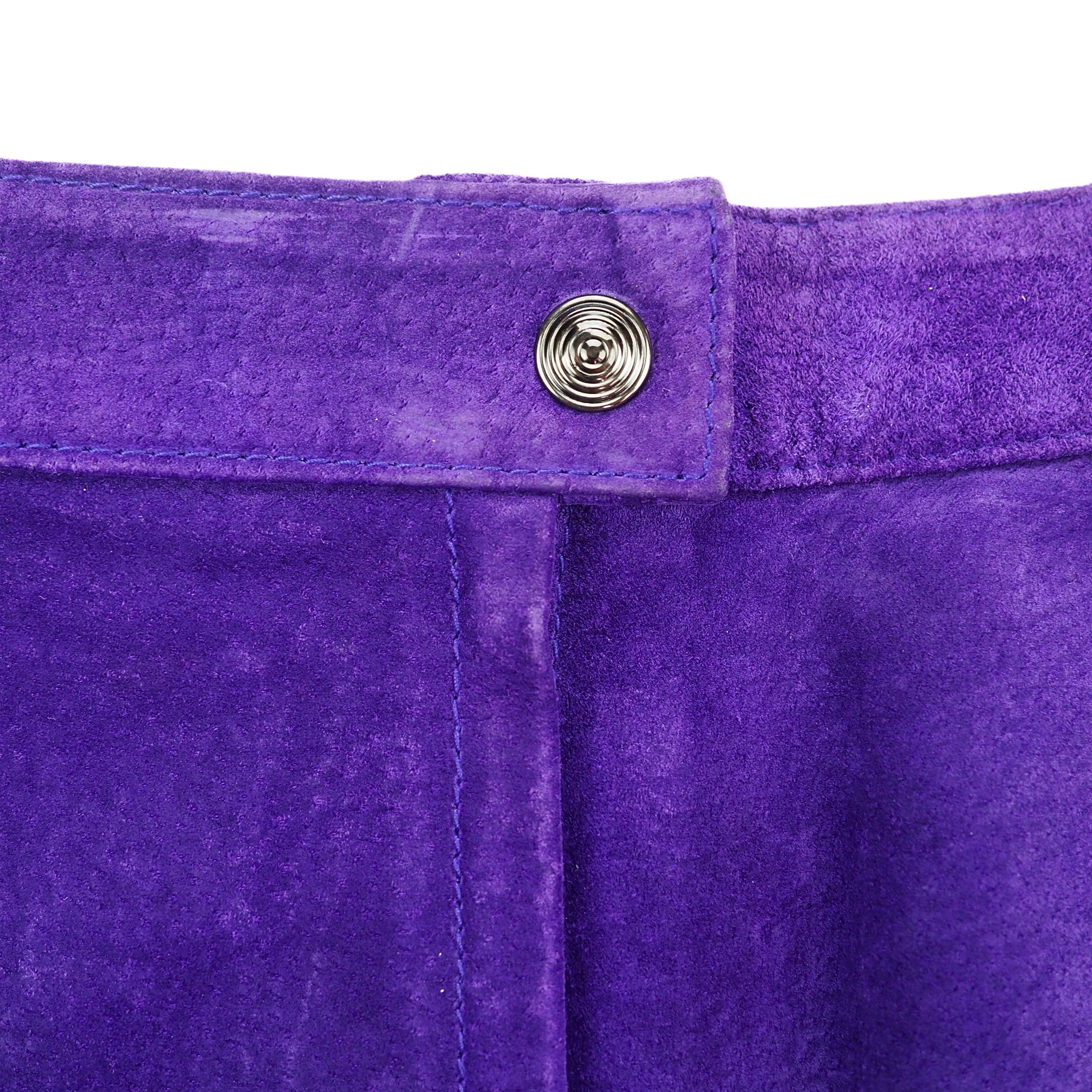 Global Identity Purple Suede Leather A-Line Skirt Vintage Size 11-12
