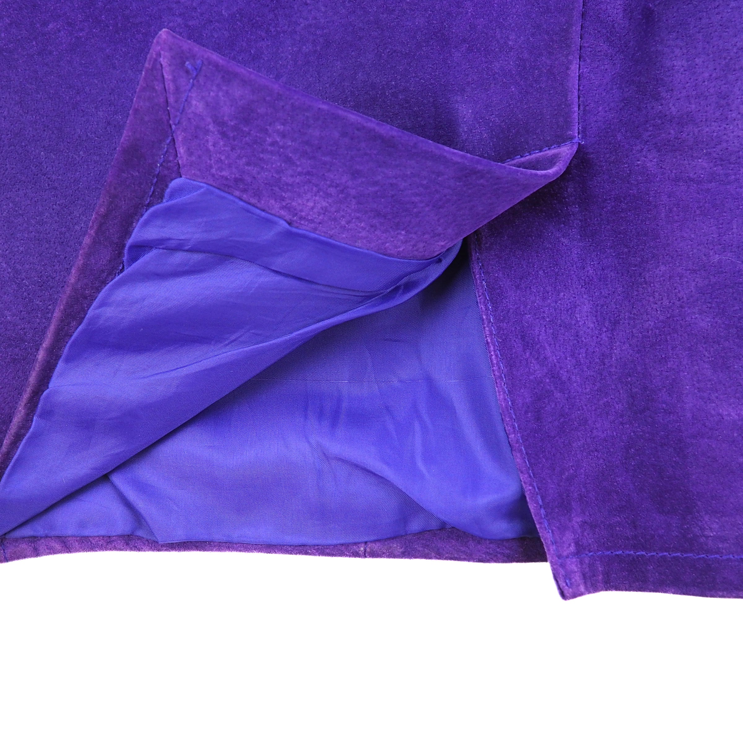 Global Identity Purple Suede Leather A-Line Skirt Vintage Size 11-12