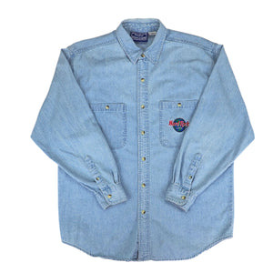 Hard Rock Cafe Las Vegas Embroidered Denim Long Sleeved Shirt 90s Vintage Mens Small