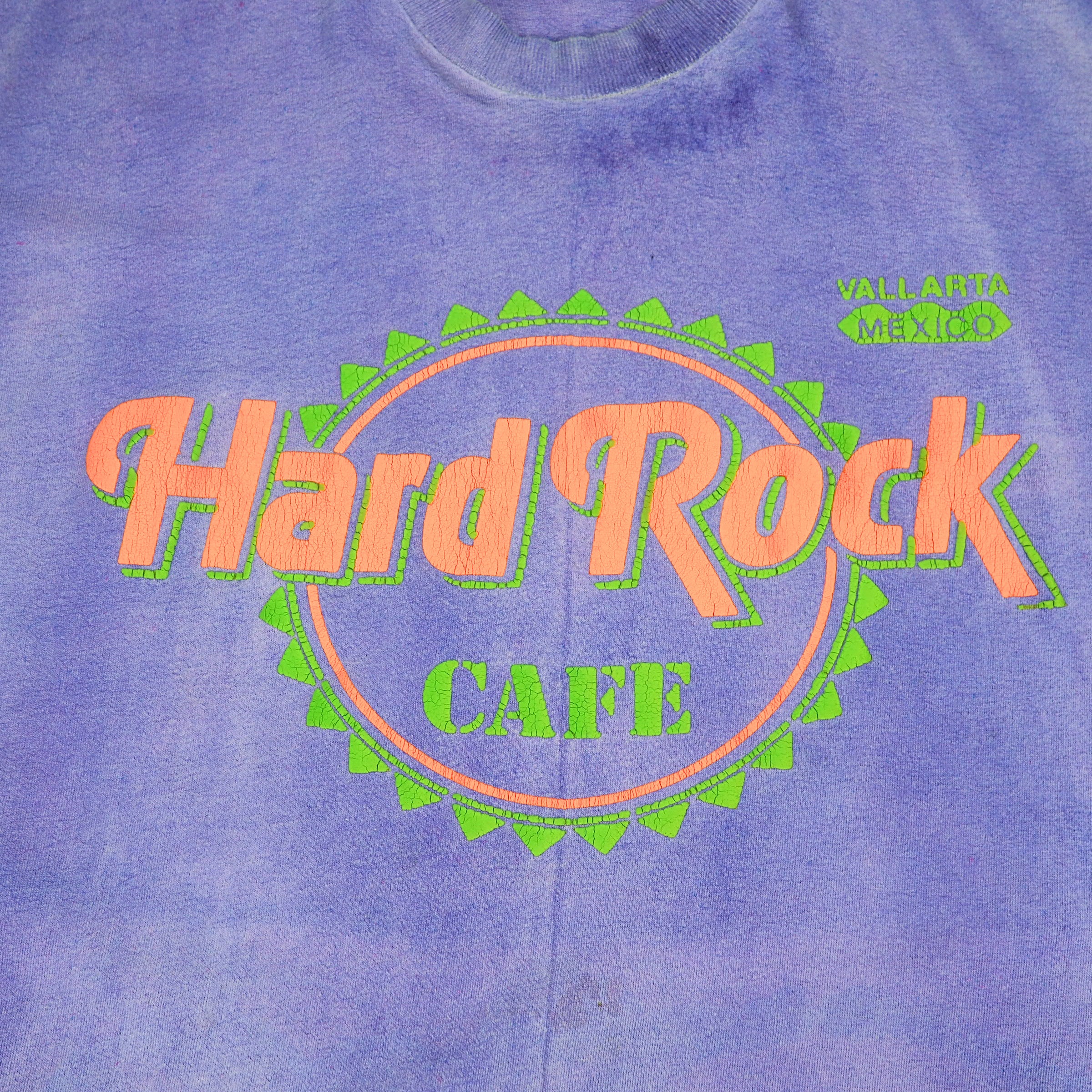 Hard Rock Cafe Vallarta Mexico Single Stitch Neon Graphic Puff Print T-Shirt XL