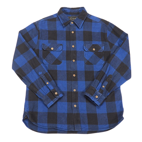 JACHS New York Buffalo Check Flannel Shirt Blue Black L
