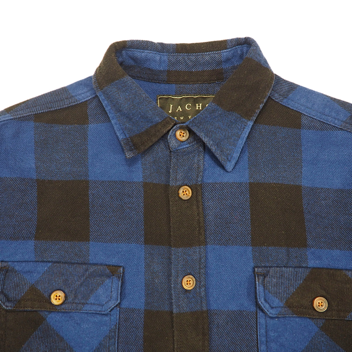 JACHS New York Buffalo Check Flannel Shirt Blue Black L
