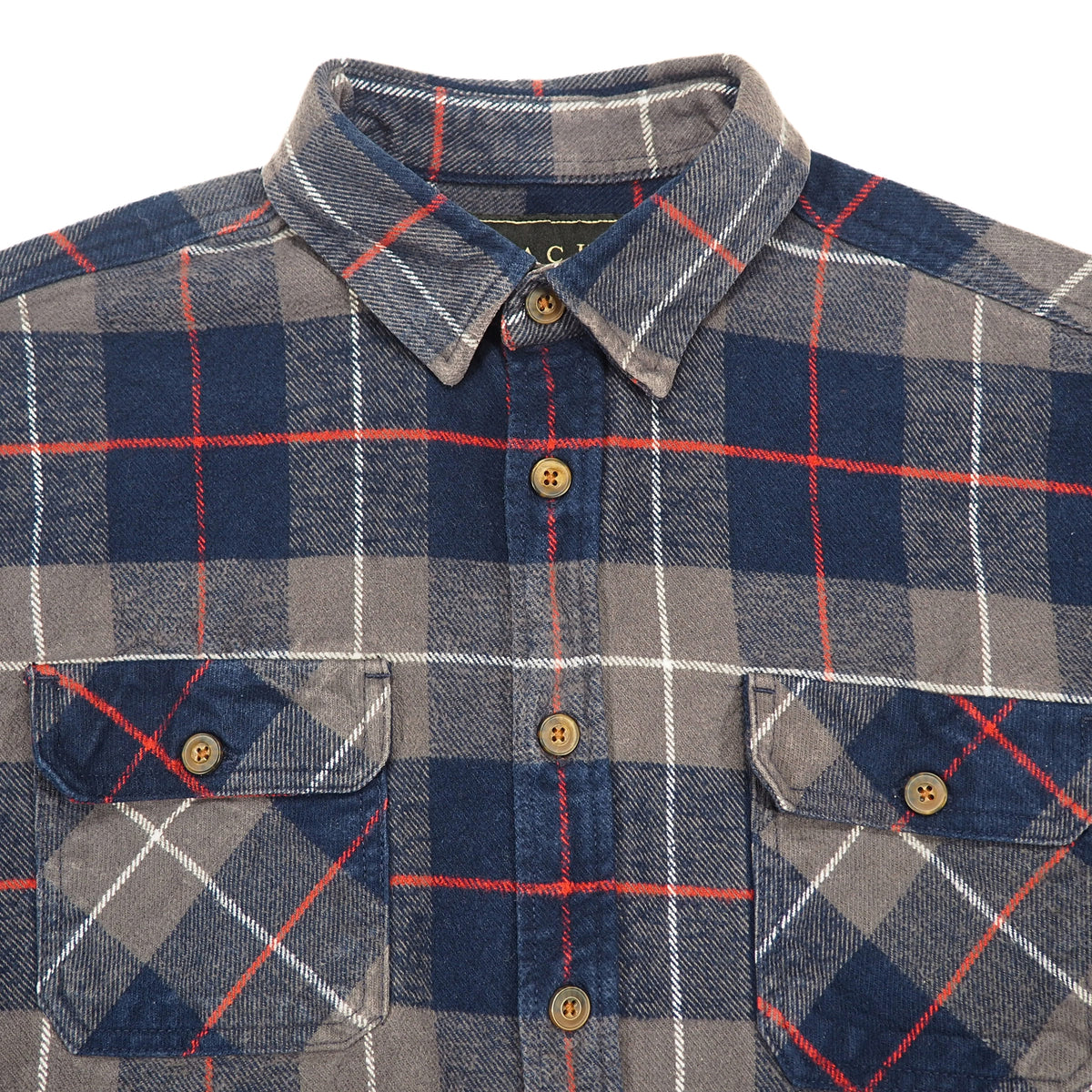 JACHS New York Buffalo Check Flannel Shirt Navy Grey Red L