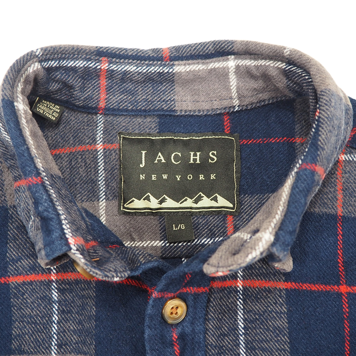 JACHS New York Buffalo Check Flannel Shirt Navy Grey Red L